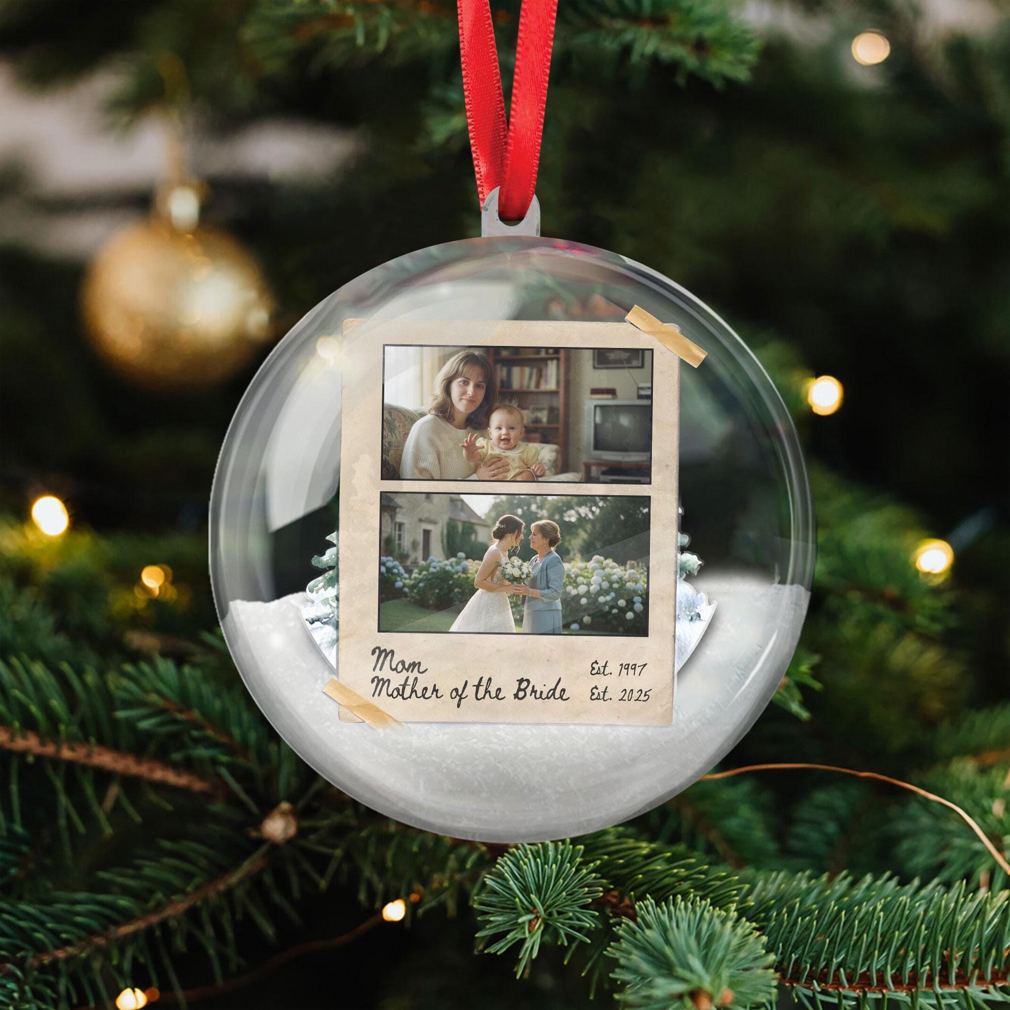 Personalized Mother of Bride Christmas Ornament: 3D Photo Keepsake image 1