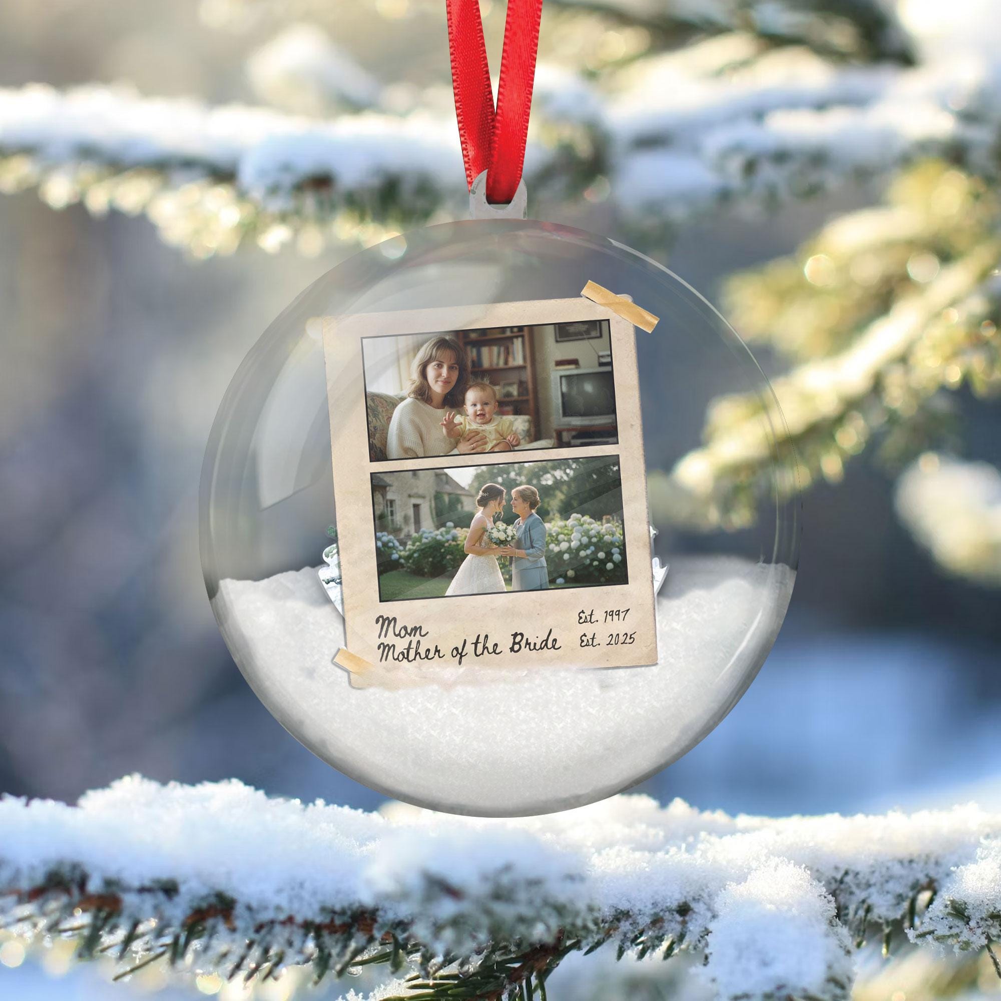Personalized Mother of Bride Christmas Ornament: 3D Photo Keepsake image 2