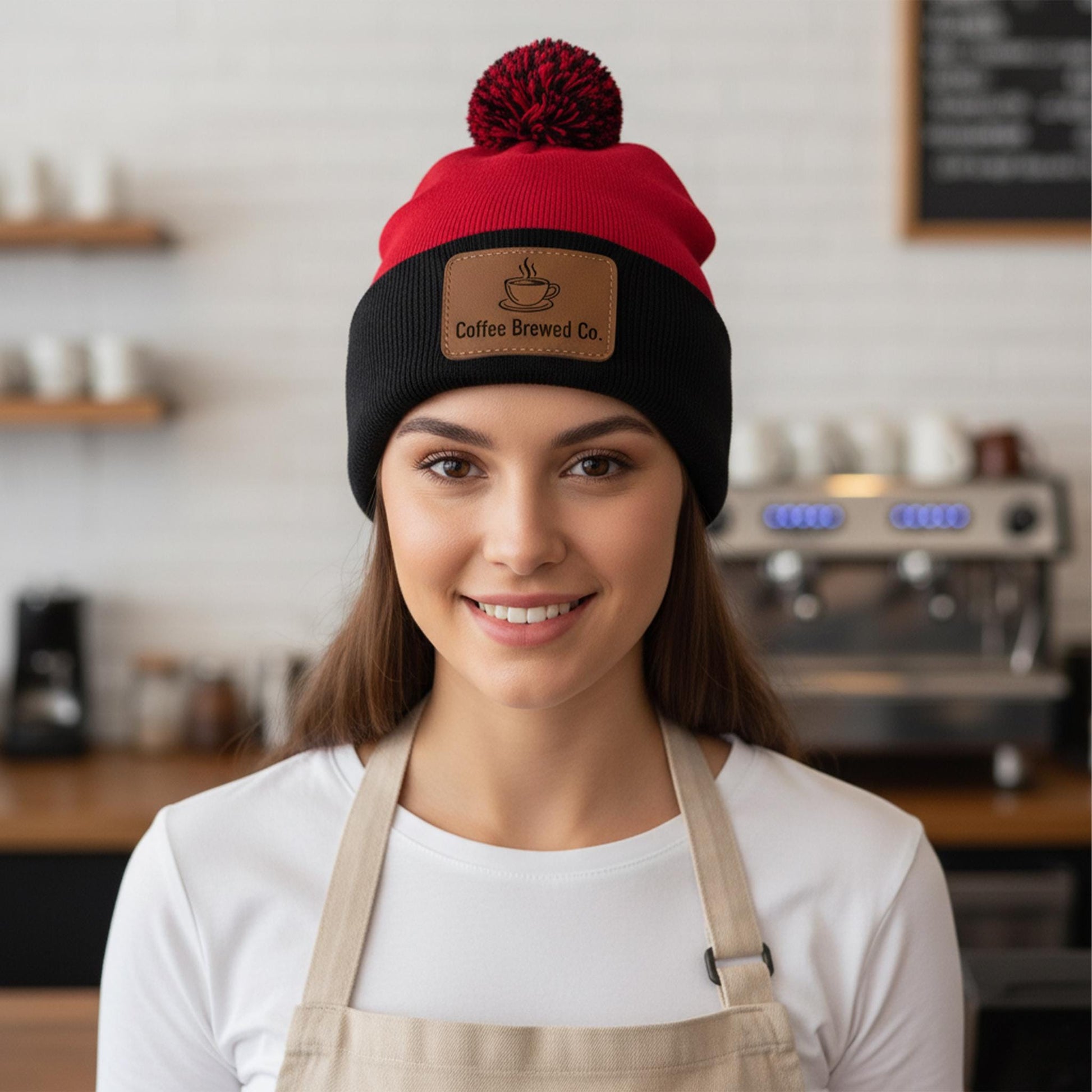 Custom Logo And Company Pom-Pom Cuffed Beanie: Personalized Winter Cap image 3