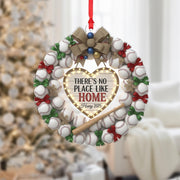Personalized Baseball Wreath Ornament: "No Place Like Home" Sign, Custom Name, Dated 2025 image 1