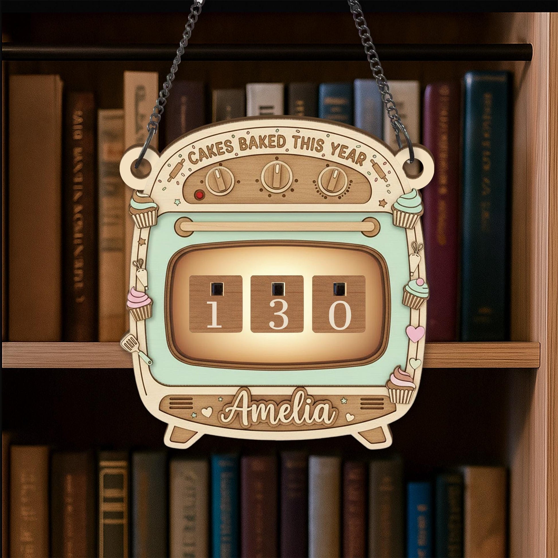 Personalized Cakes Baked This Year Counter, Retro Oven Baking Tracker image 6