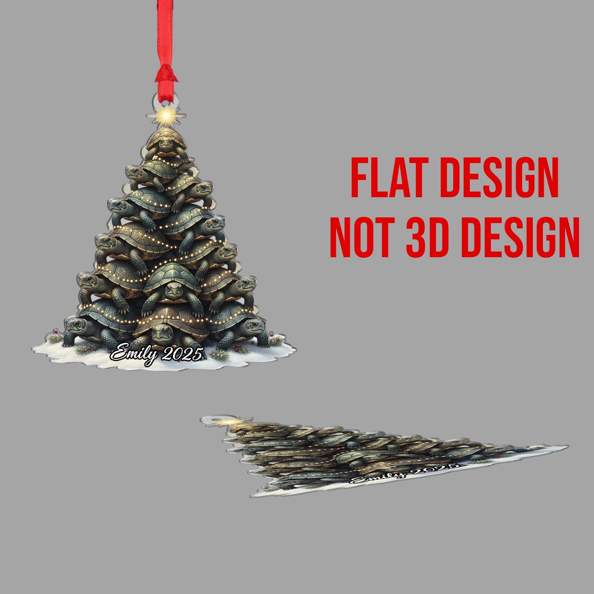 Personalized Turtle Christmas Ornament: Unique Animal Tree Decor, Funny Xmas Keepsake image 3