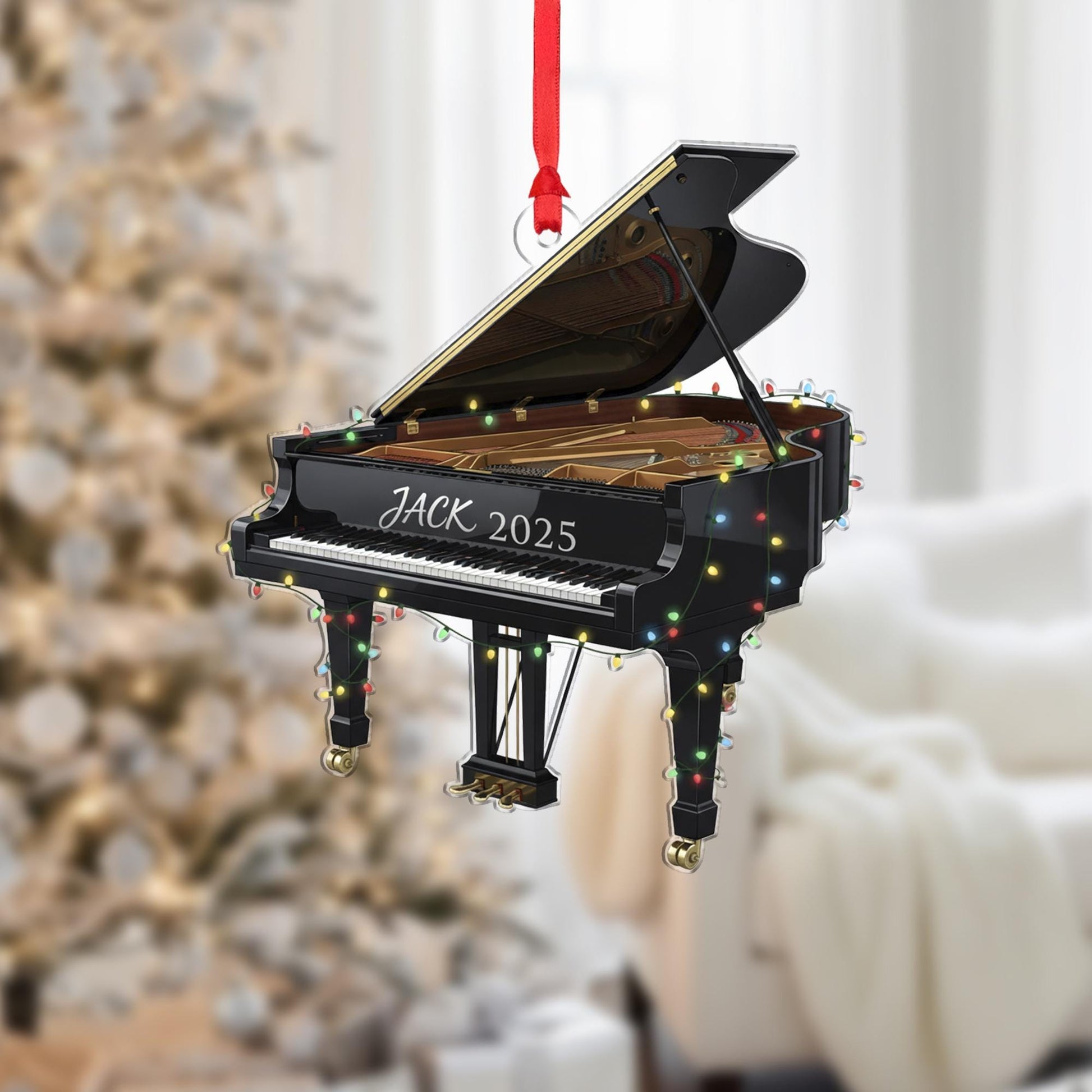 Grand Piano Christmas Ornament: Personalized Black Grand Piano Gift image 1