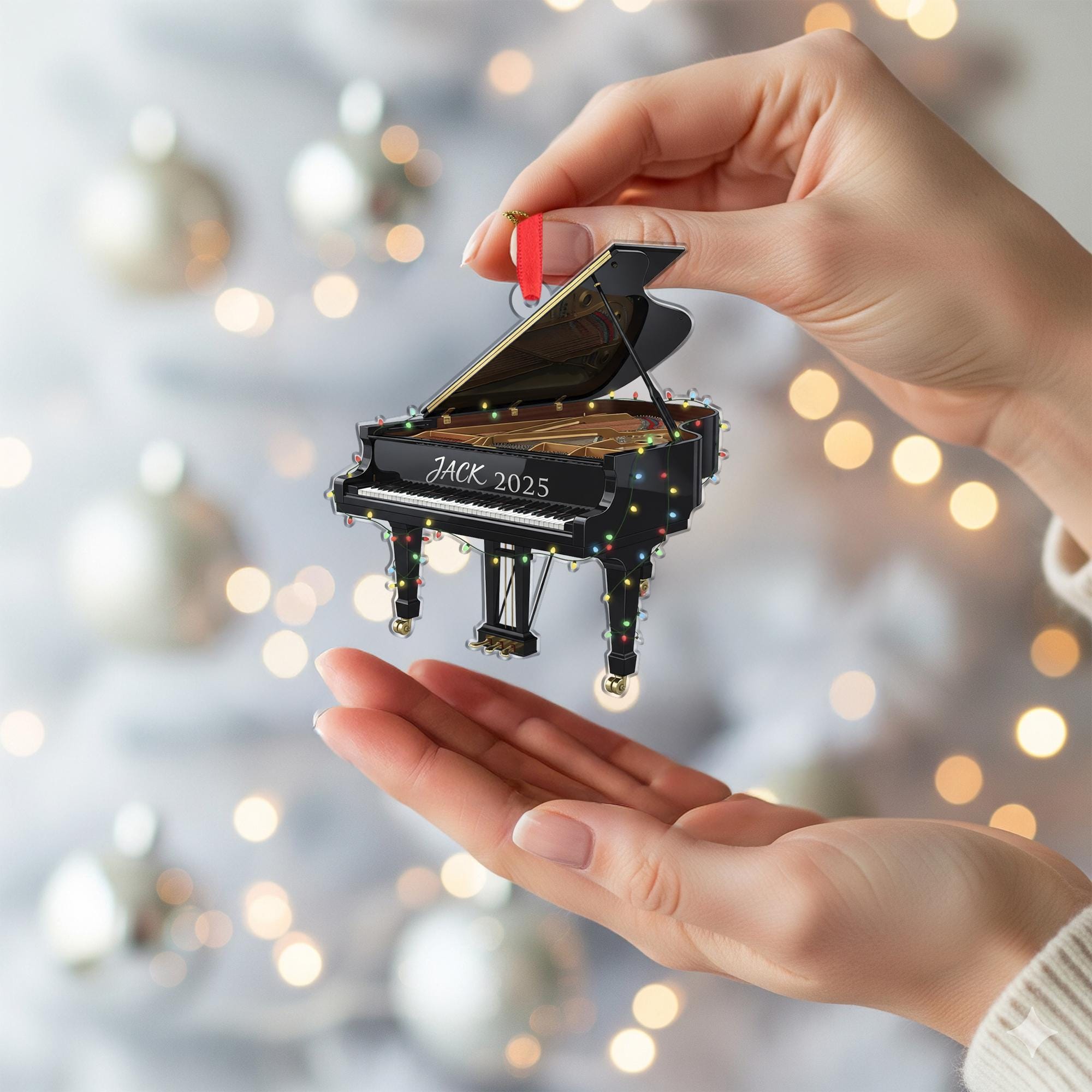 Grand Piano Christmas Ornament: Personalized Black Grand Piano Gift image 4