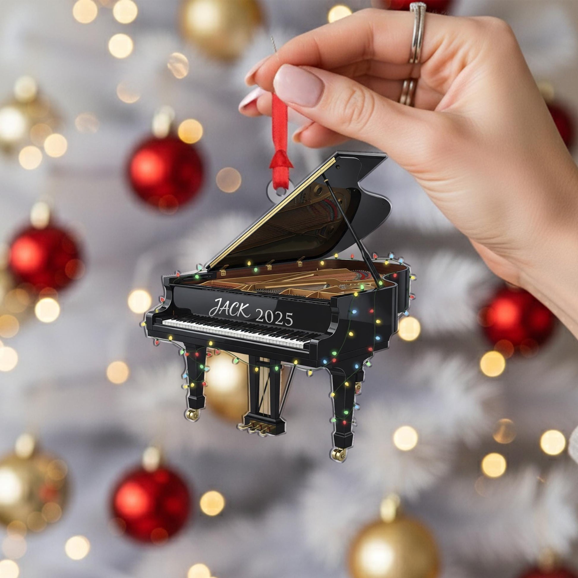 Grand Piano Christmas Ornament: Personalized Black Grand Piano Gift image 7