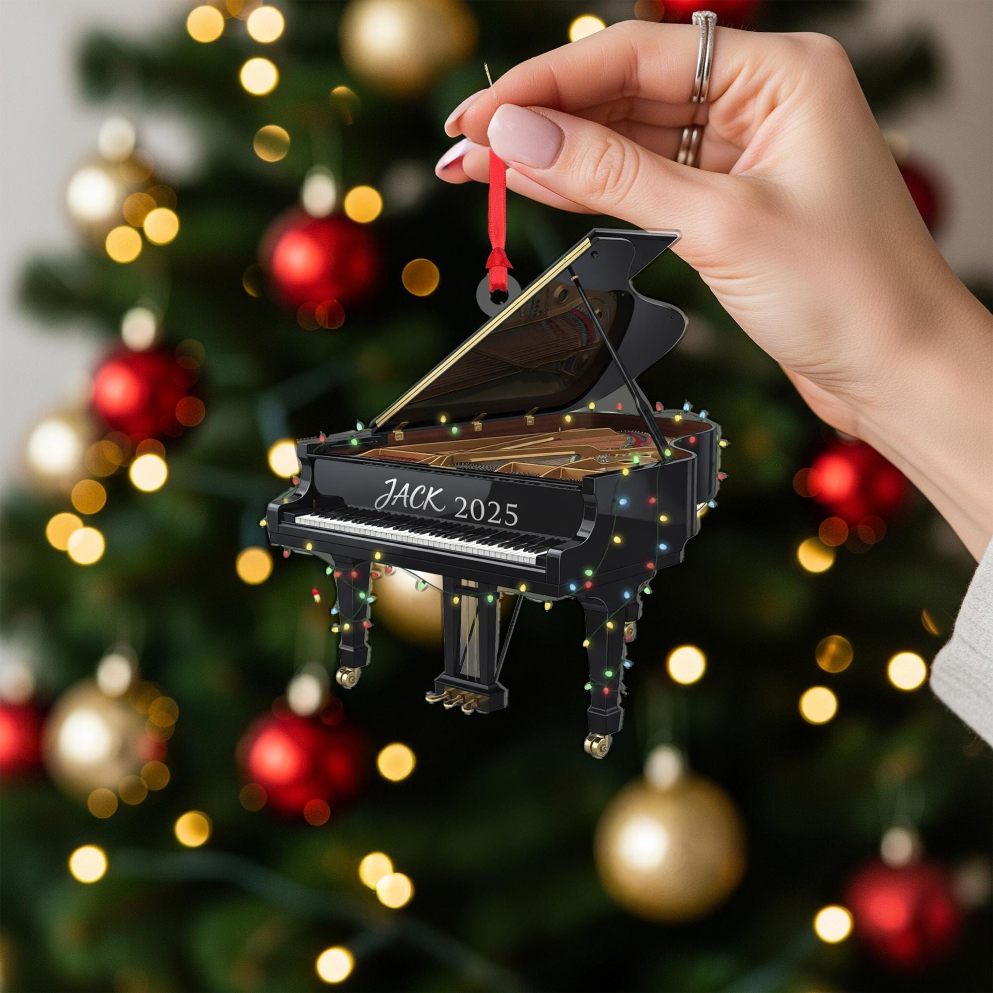 Grand Piano Christmas Ornament: Personalized Black Grand Piano Gift image 6