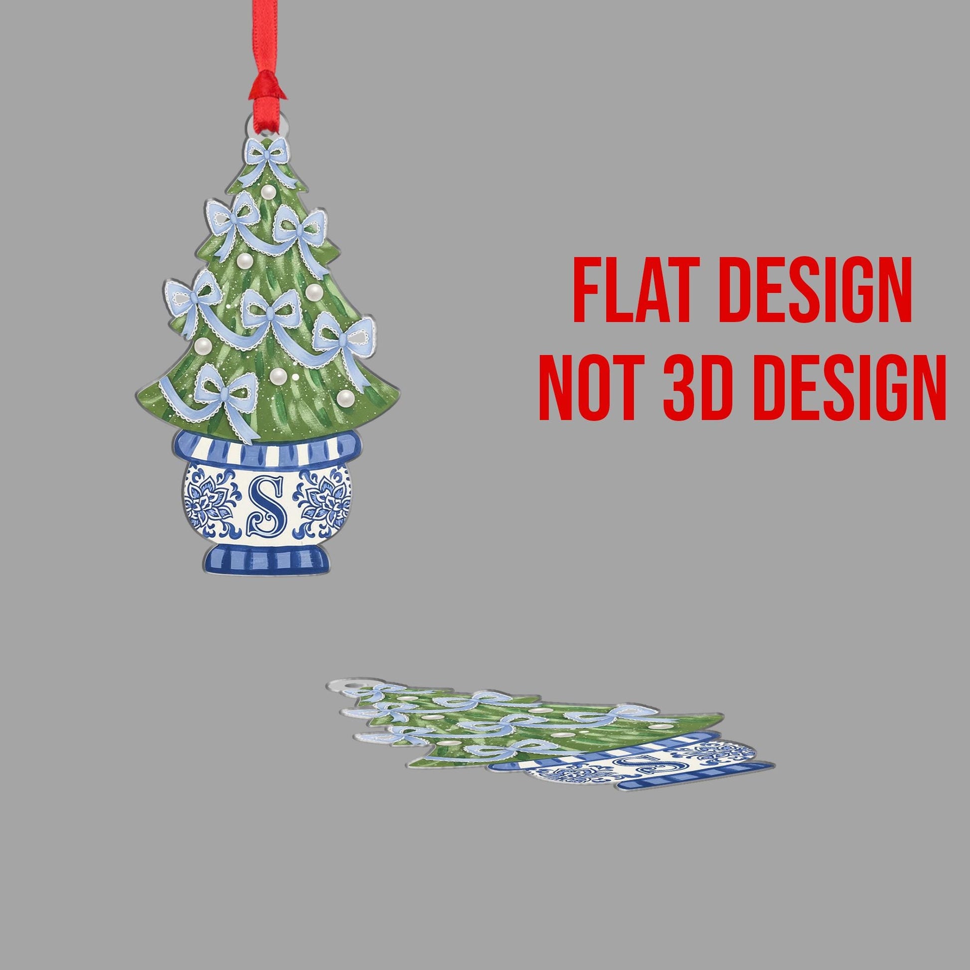 Custom Chinoiserie Christmas Tree Ornament with Monogram Design image 5