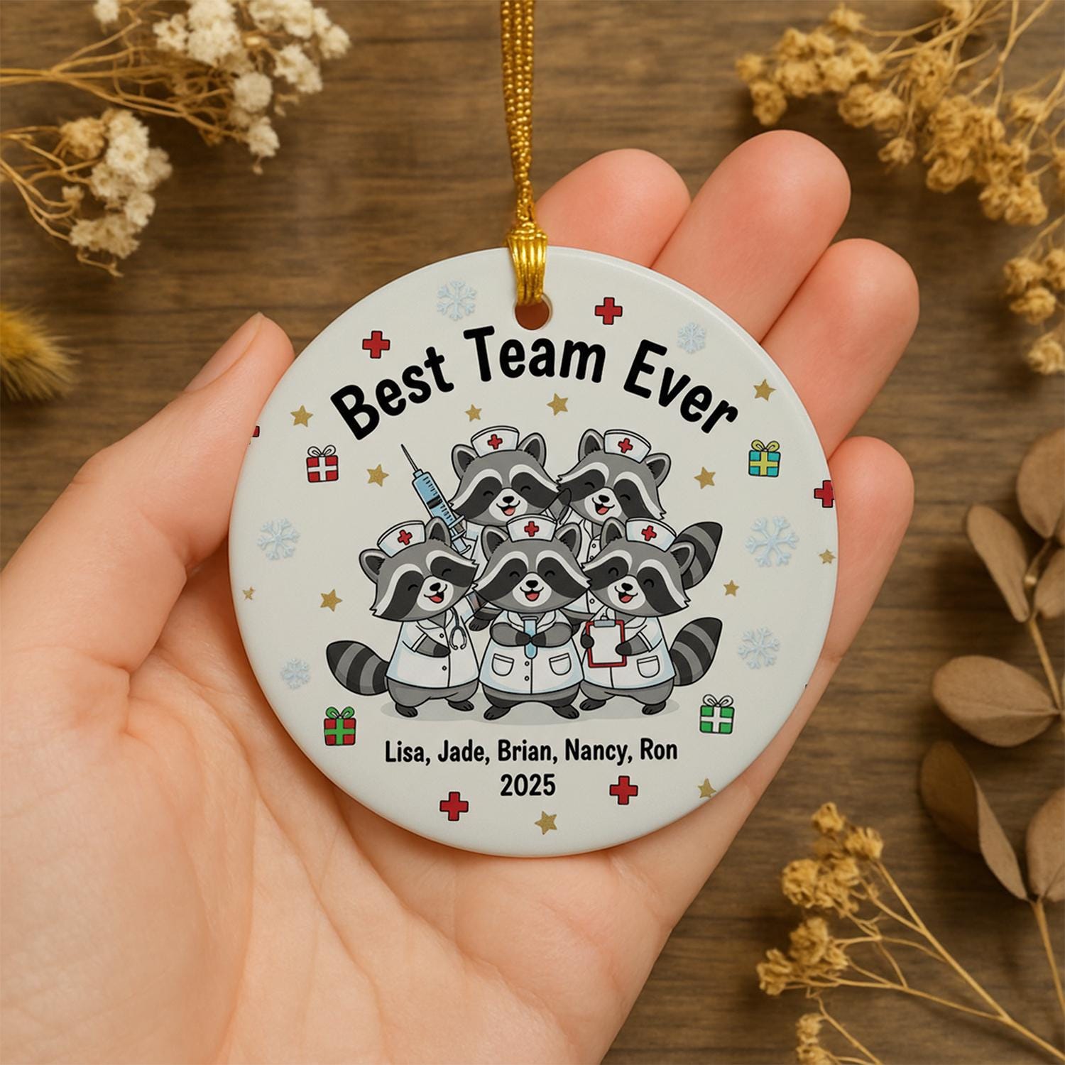 Personalized Ceramic Ornament – Healthcare Team Design, Medical Staff Appreciation, Custom Name Decor image 1