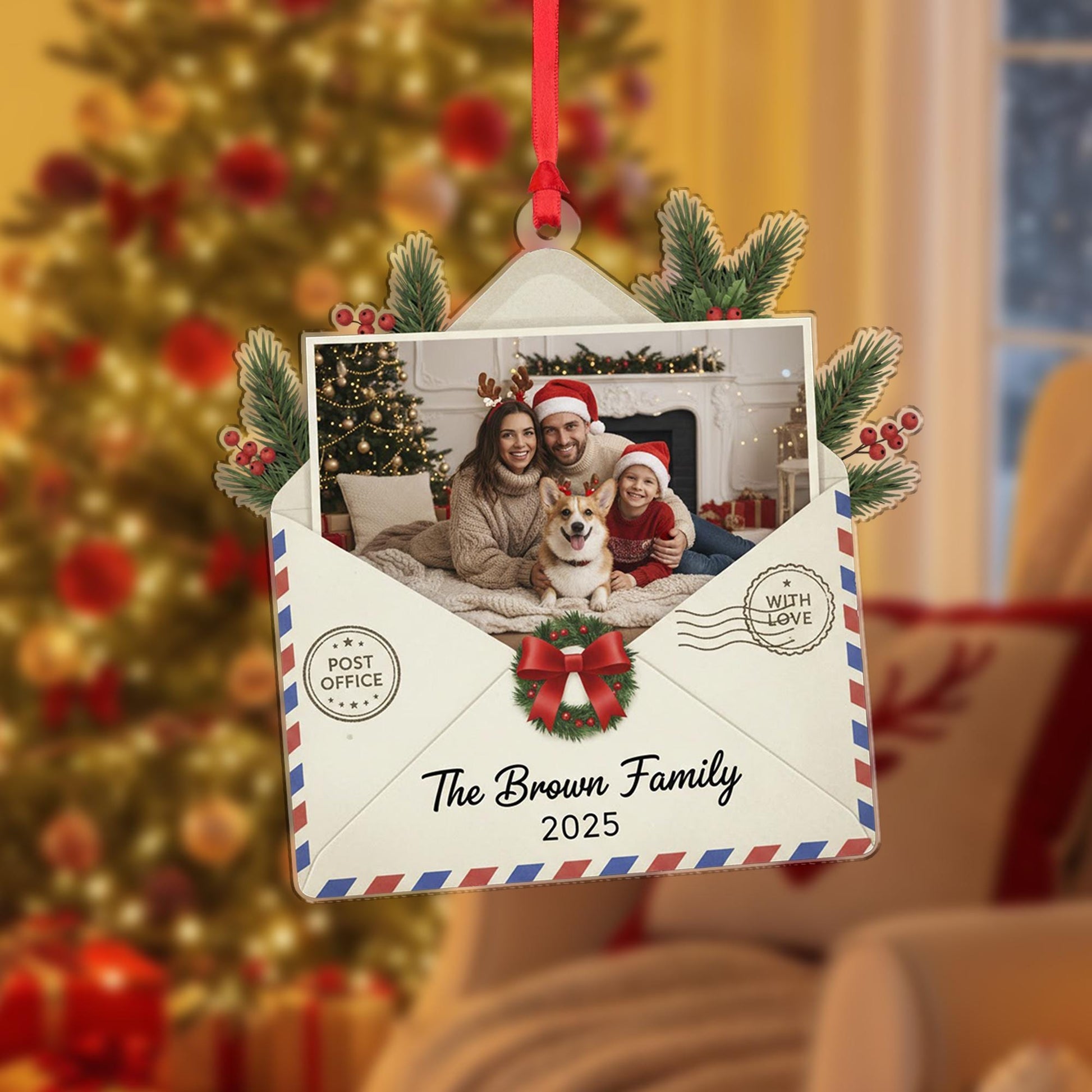 Custom Family Photo Ornament - Personalized Christmas Envelope Keepsake Gift image 7