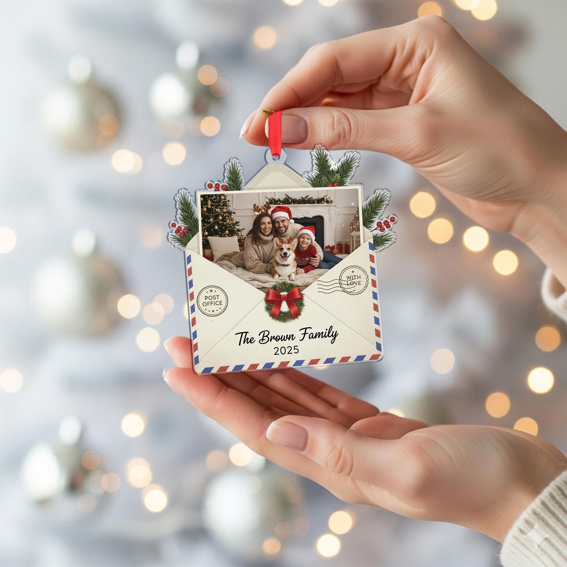 Custom Family Photo Ornament - Personalized Christmas Envelope Keepsake Gift image 6