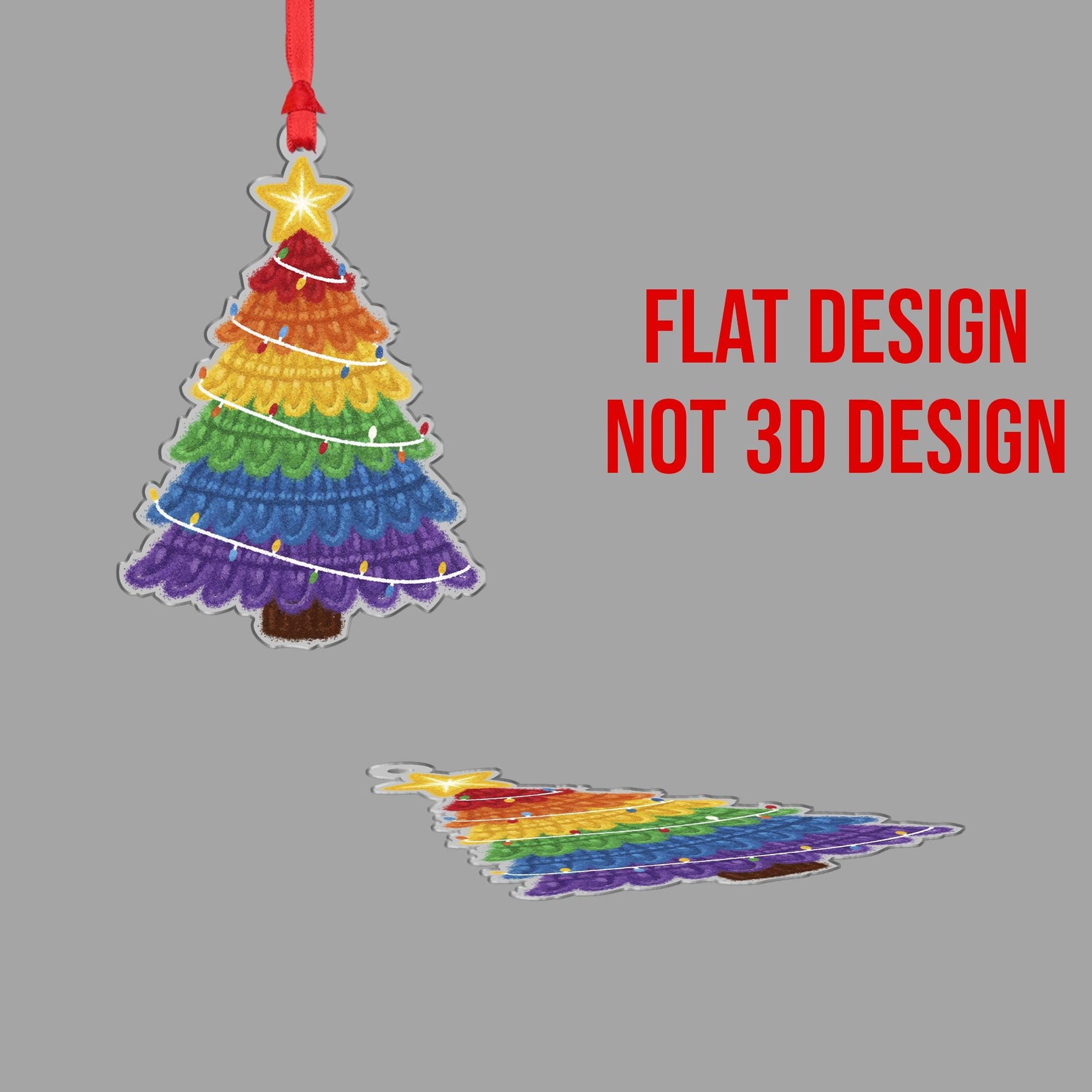 Acrylic Christmas Ornament – Rainbow Tree Design, Colorful Holiday Decor, Festive Hanging Decoration image 5