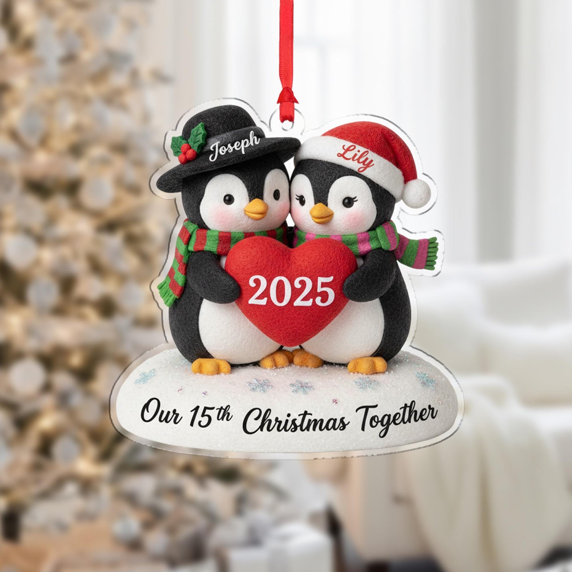 Personalized Acrylic Ornament – Penguin Couple Design, Custom Name Decoration, Holiday Keepsake 2025 image 7