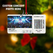 Personalized Concert Ticket Ornament – Custom Photo, Artist & Date, Music Lover Gift, Concert Keepsake image 1