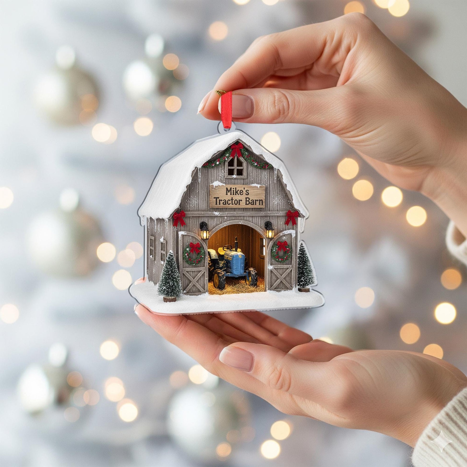 Custom Tractor Barn Christmas Ornament: Personalized Keepsake image 4