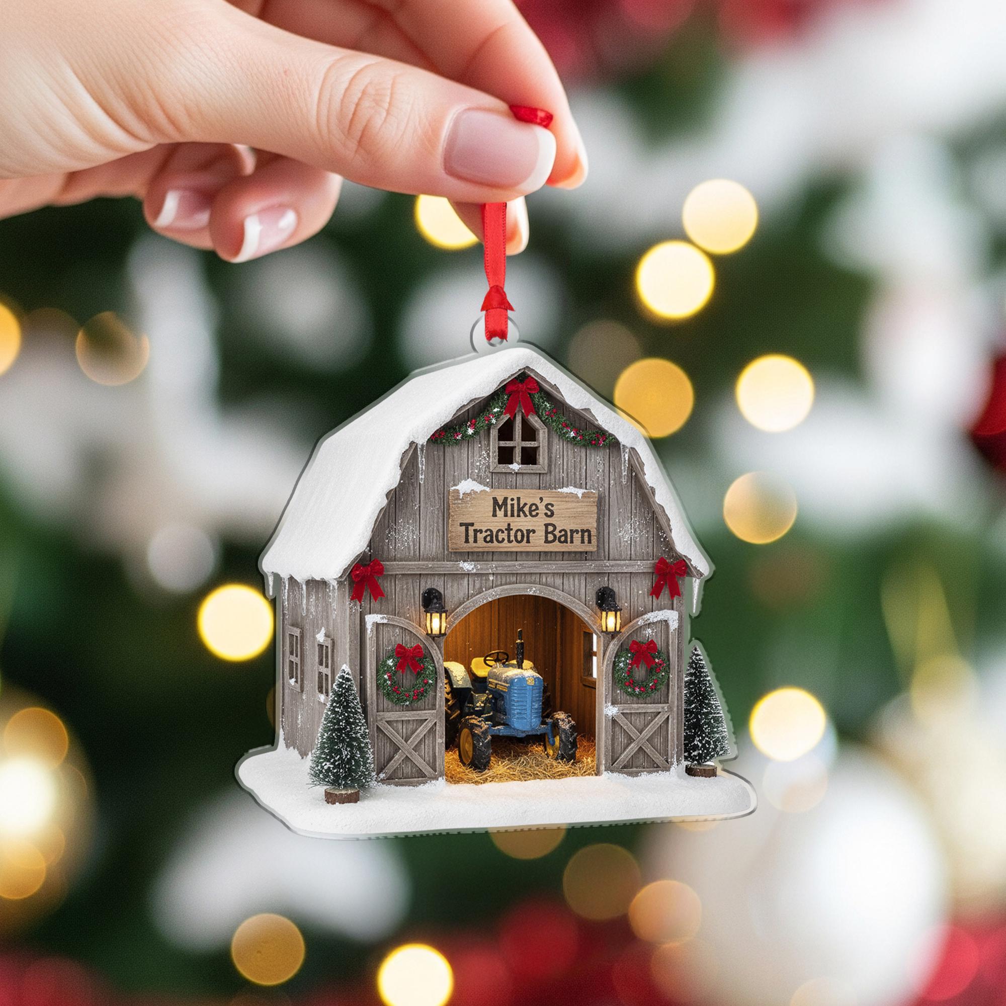 Custom Tractor Barn Christmas Ornament: Personalized Keepsake image 5