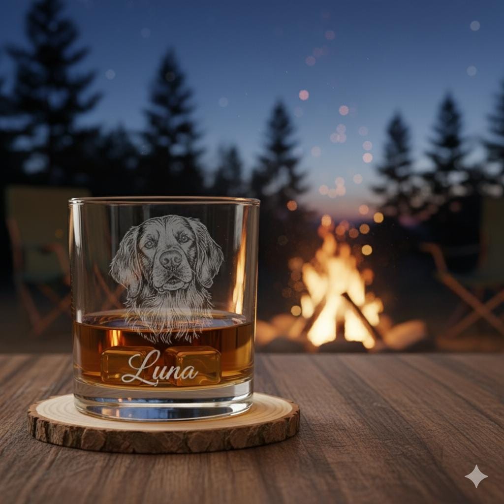 Custom Pet Portrait Engraved Whiskey Glass with Dog or Cat image 2