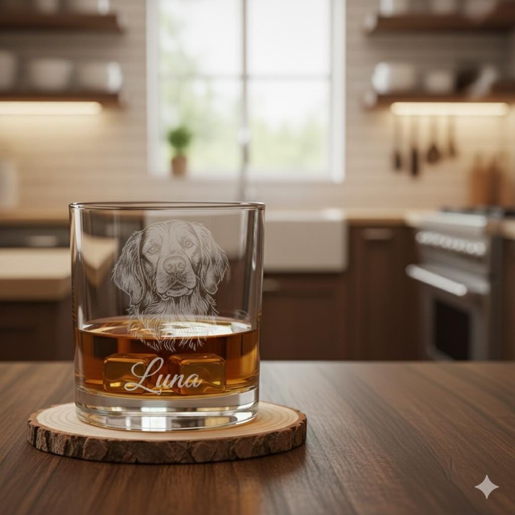 Custom Pet Portrait Engraved Whiskey Glass with Dog or Cat image 4