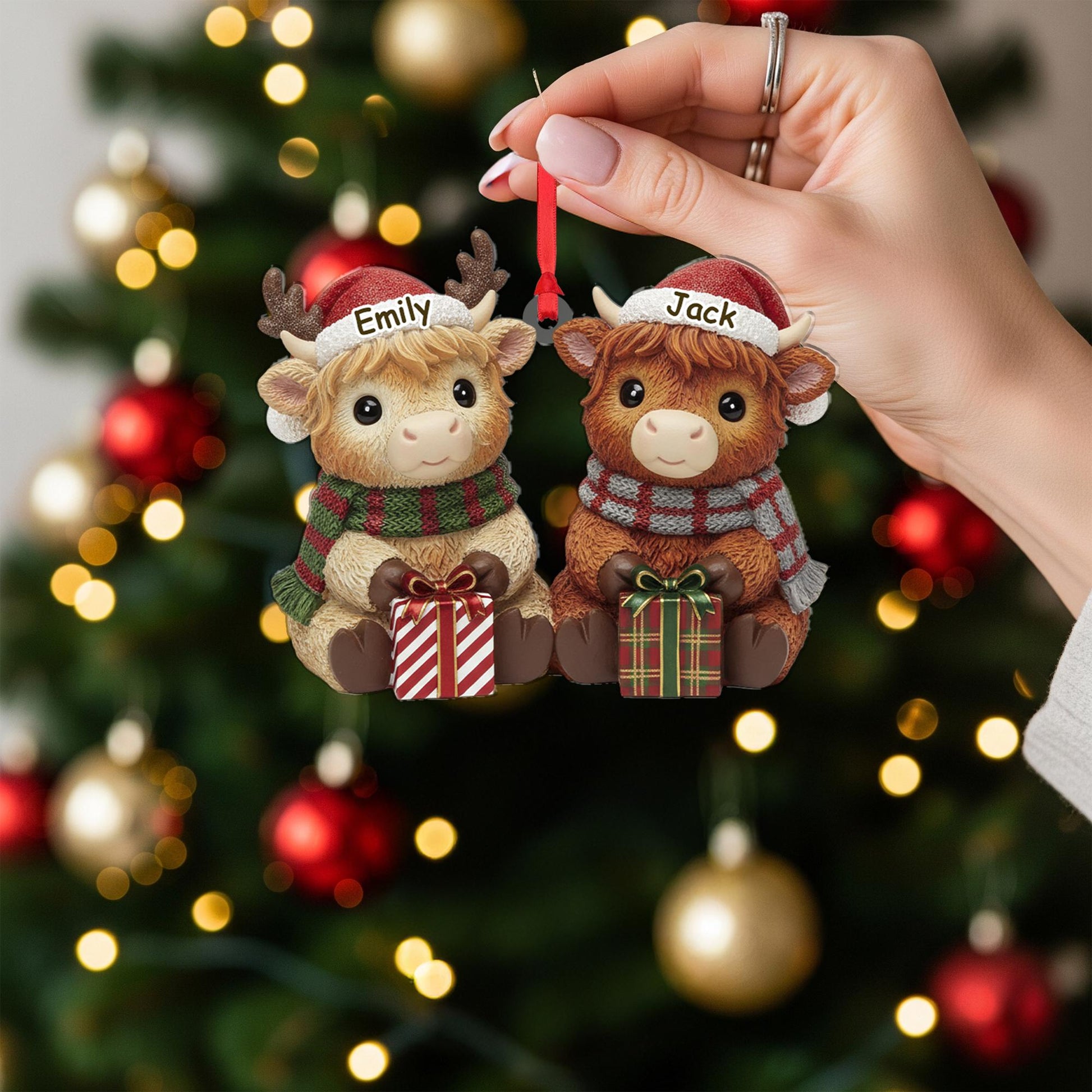 Personalized Highland Cow Couple Ornament – Custom Name Holiday Keepsake image 6