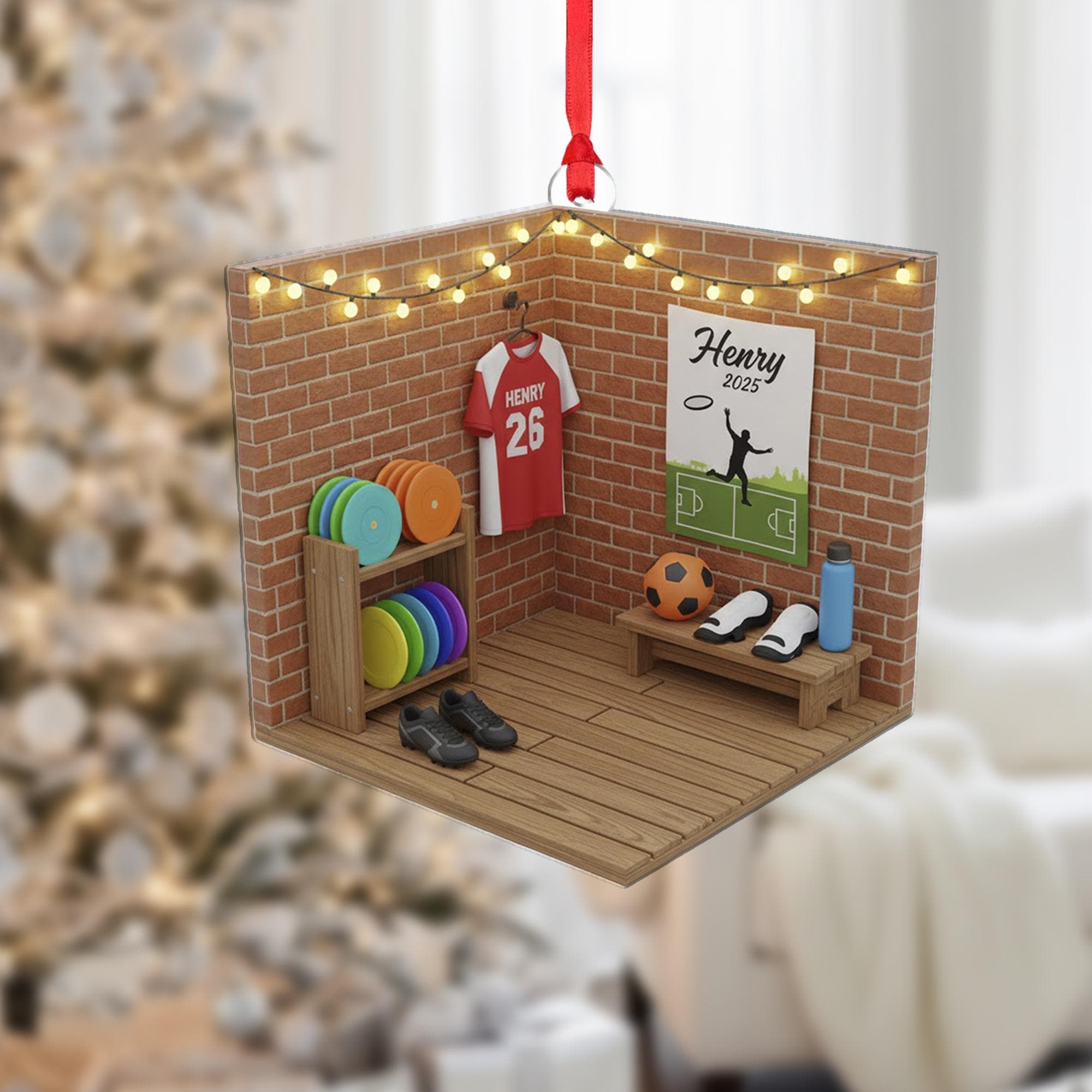 Personalized Ultimate Frisbee Ornament Locker Room Diorama Custom Acrylic Flat image 1