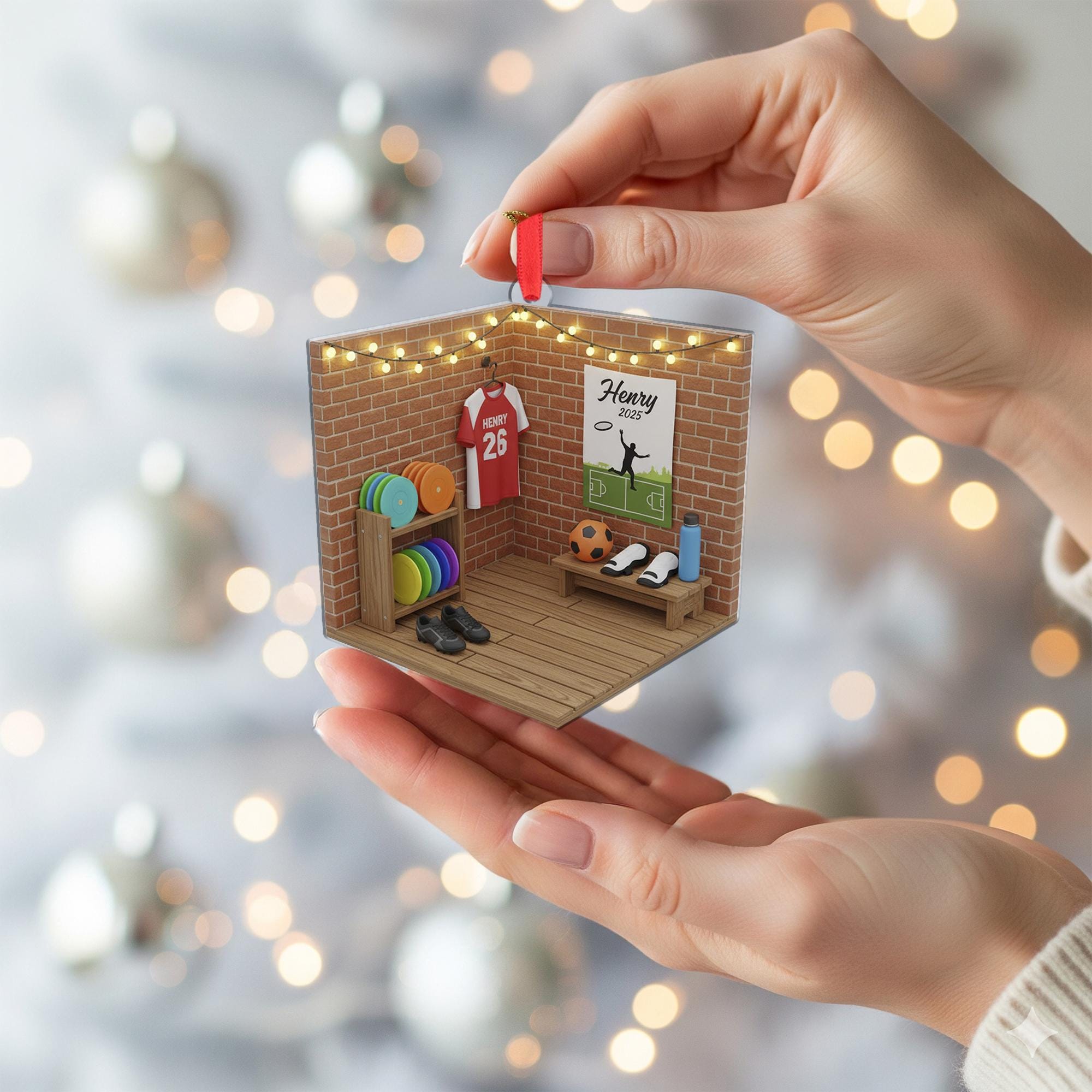 Personalized Ultimate Frisbee Ornament Locker Room Diorama Custom Acrylic Flat image 2