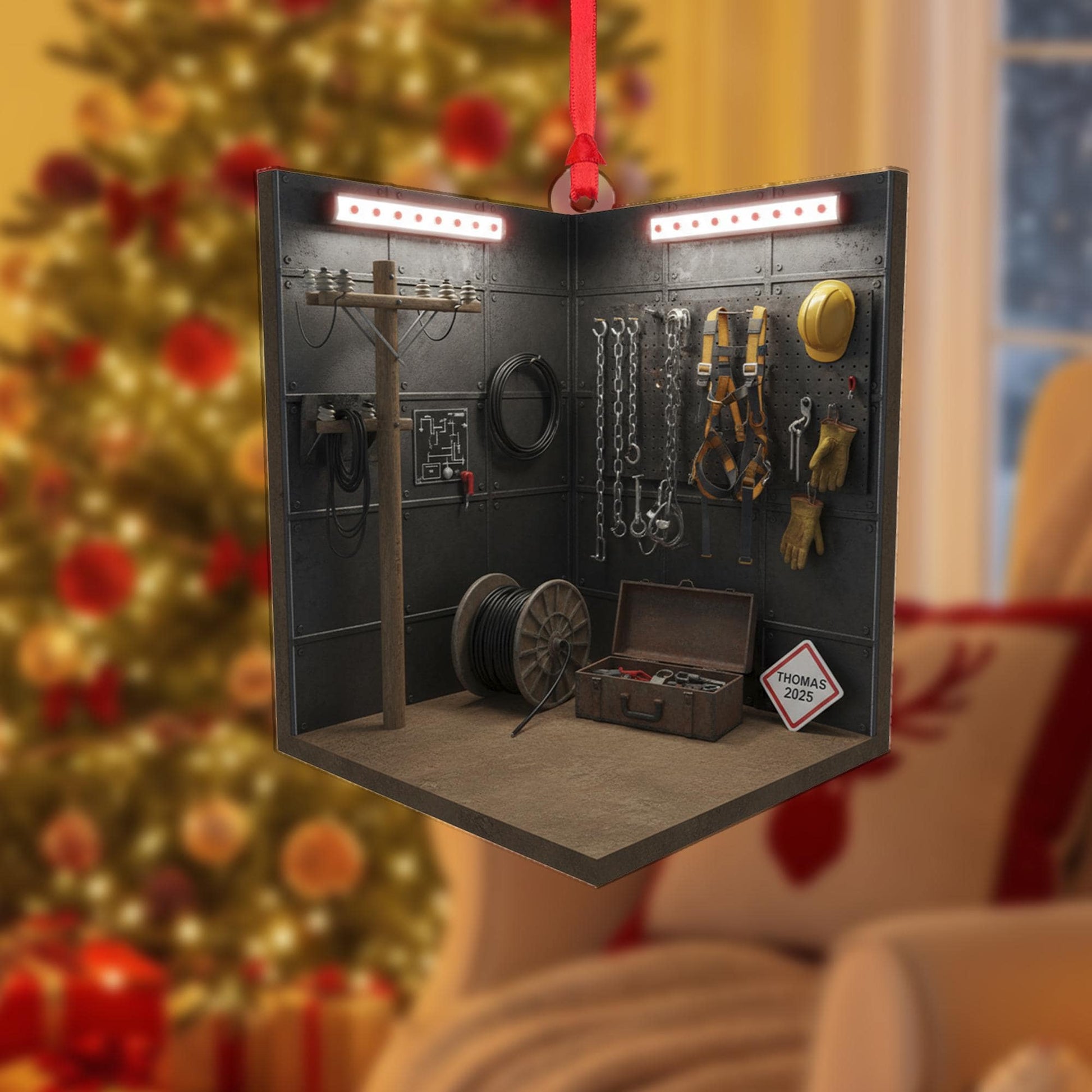 Personalized Lineman Ornament Utility Pole Tool Shed Electrician Keepsake image 2