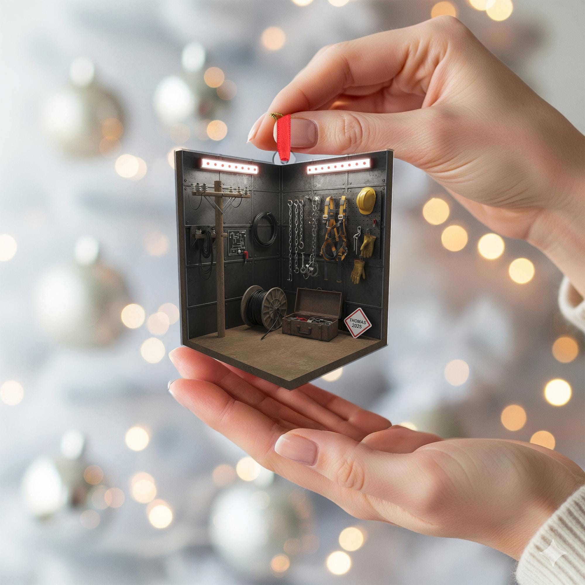 Personalized Lineman Ornament Utility Pole Tool Shed Electrician Keepsake image 4