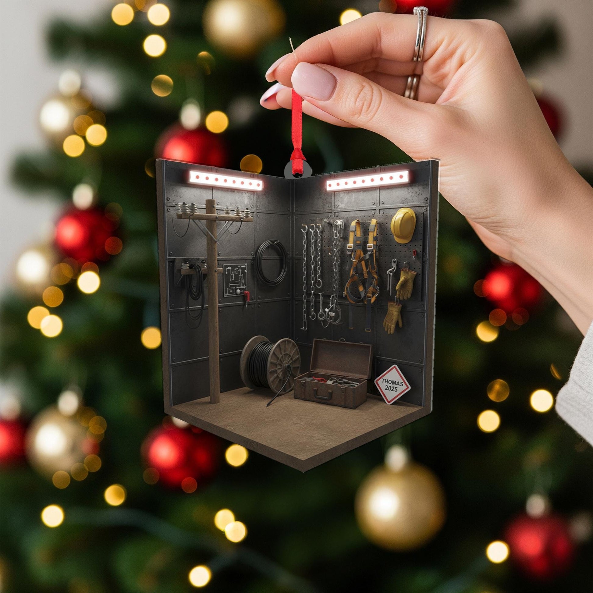 Personalized Lineman Ornament Utility Pole Tool Shed Electrician Keepsake image 7