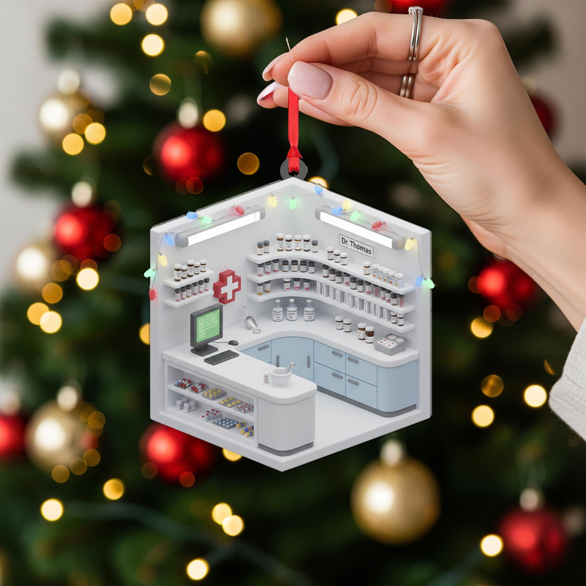 Personalized Pharmacist Ornament Counter Diorama Pharmacy Tech Rx Keepsake image 7