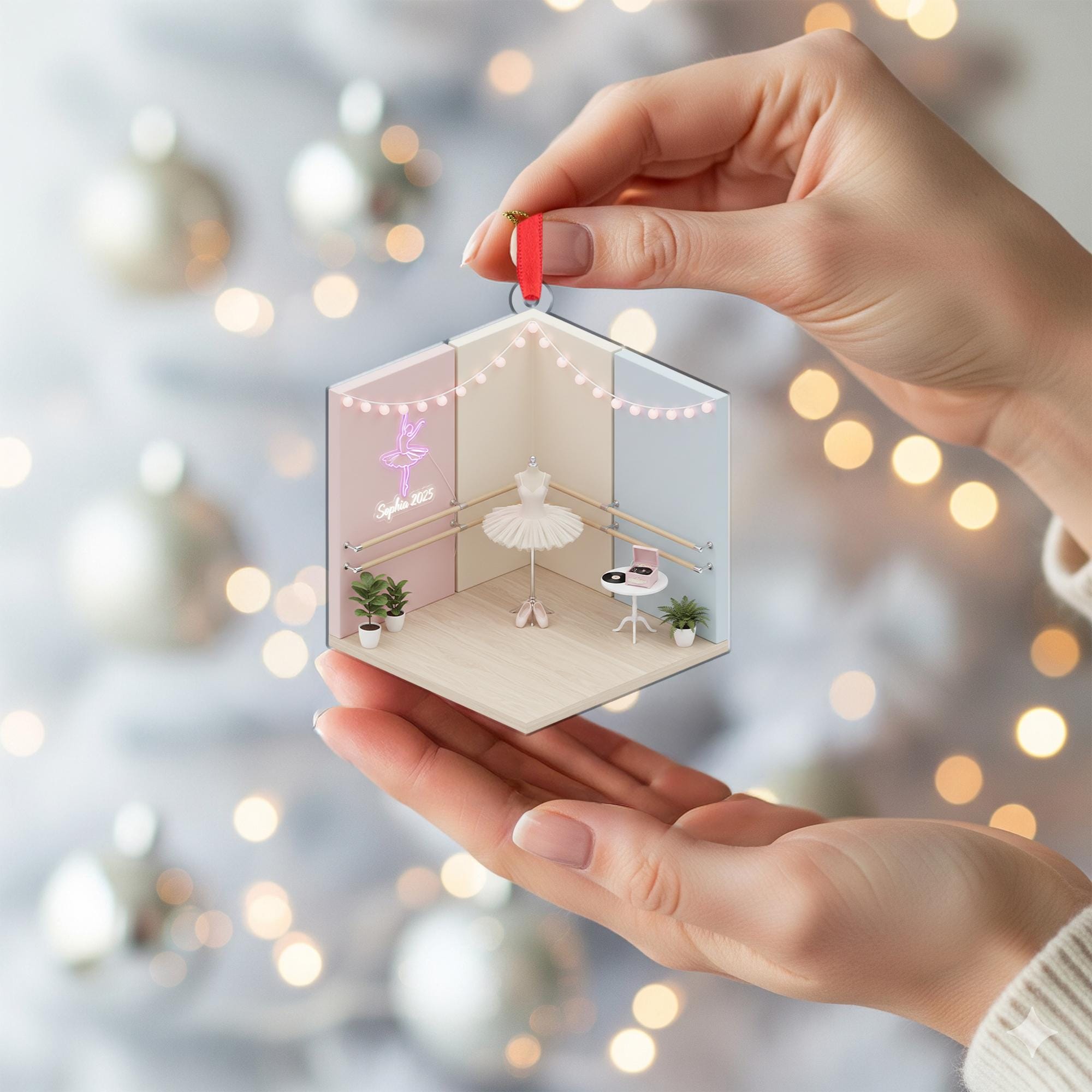 Personalized Ballet Ornament Studio Diorama Barre Tutu Dancer Keepsake image 4