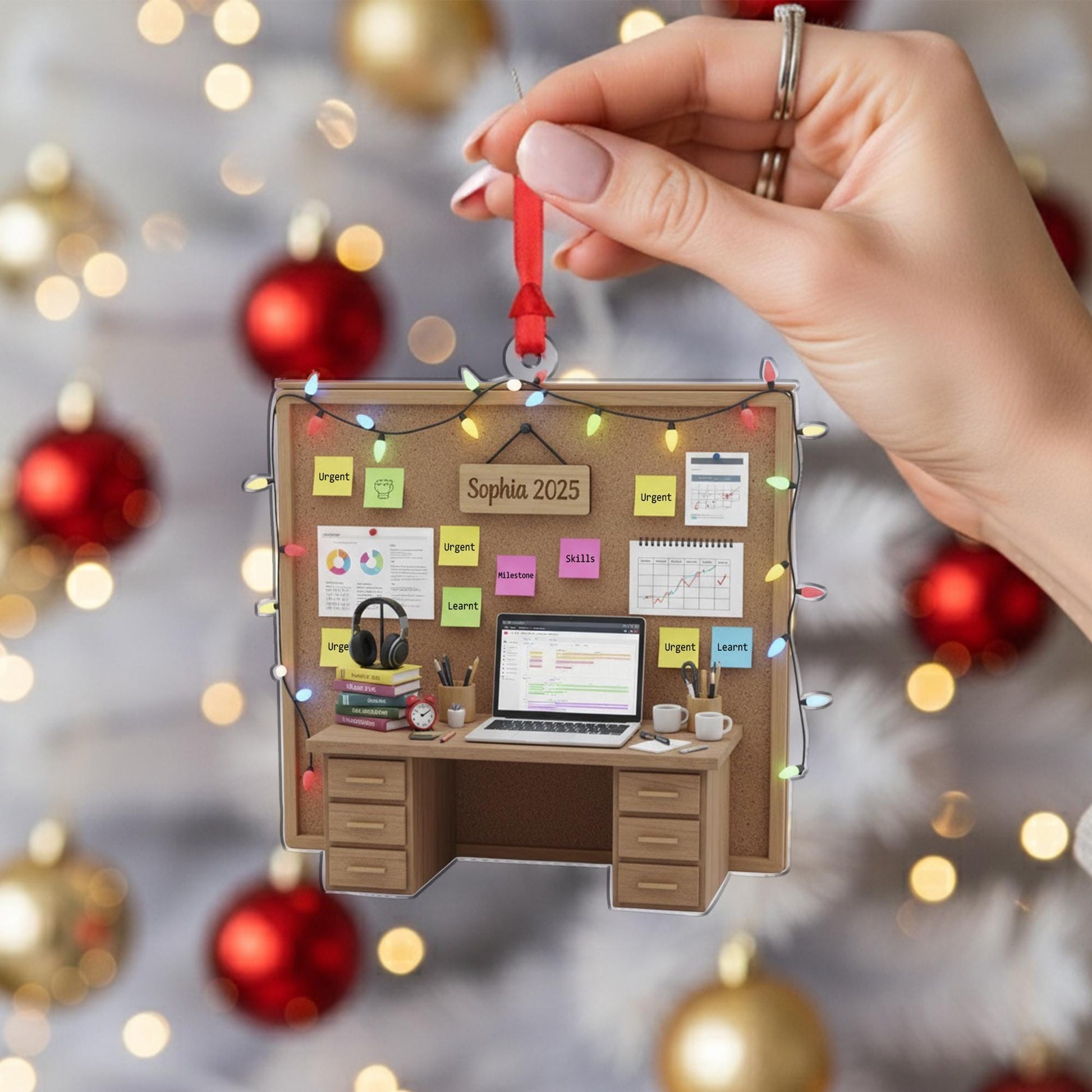 Personalized Home Office Ornament Desk Corkboard Worker Student Keepsake image 6