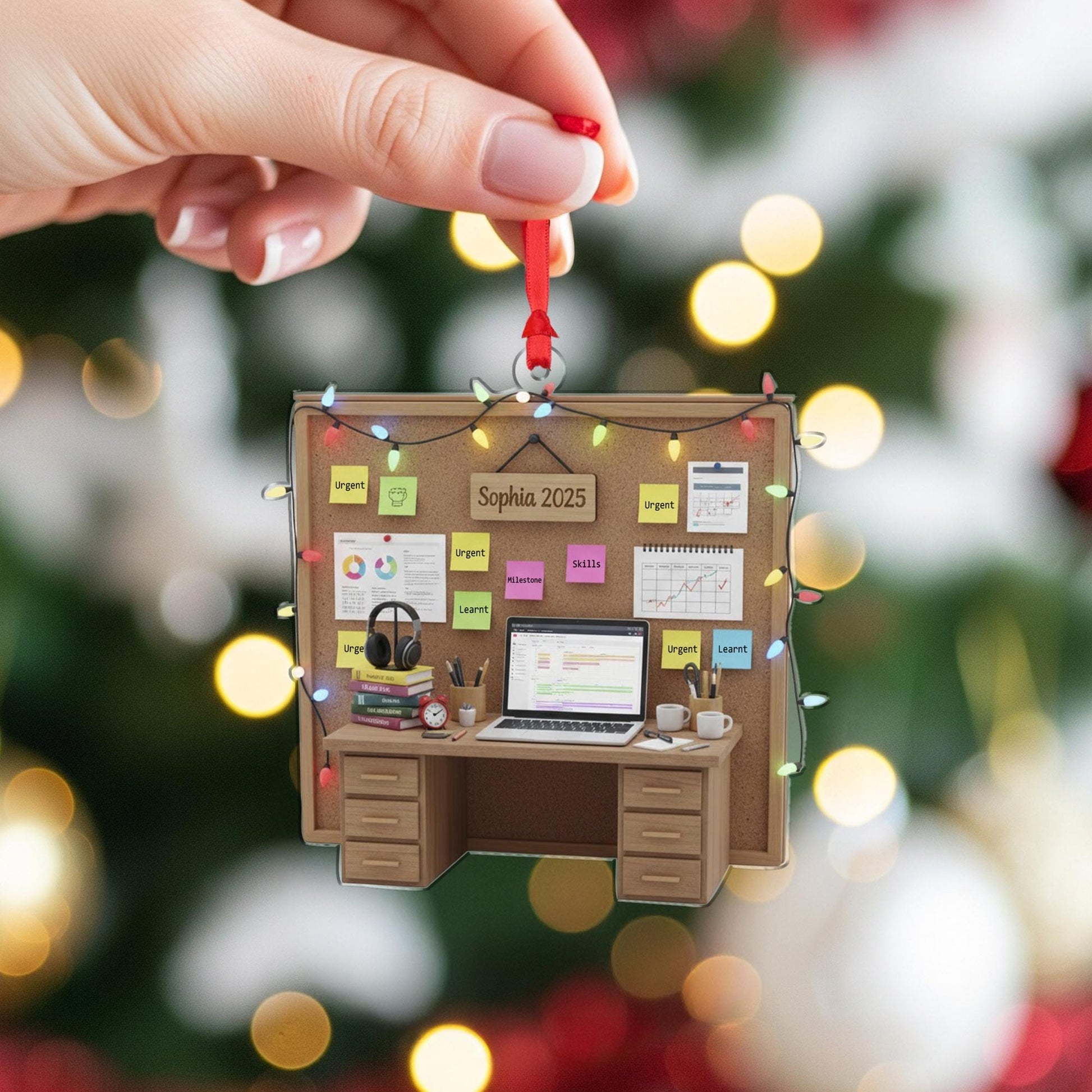 Personalized Home Office Ornament Desk Corkboard Worker Student Keepsake image 5