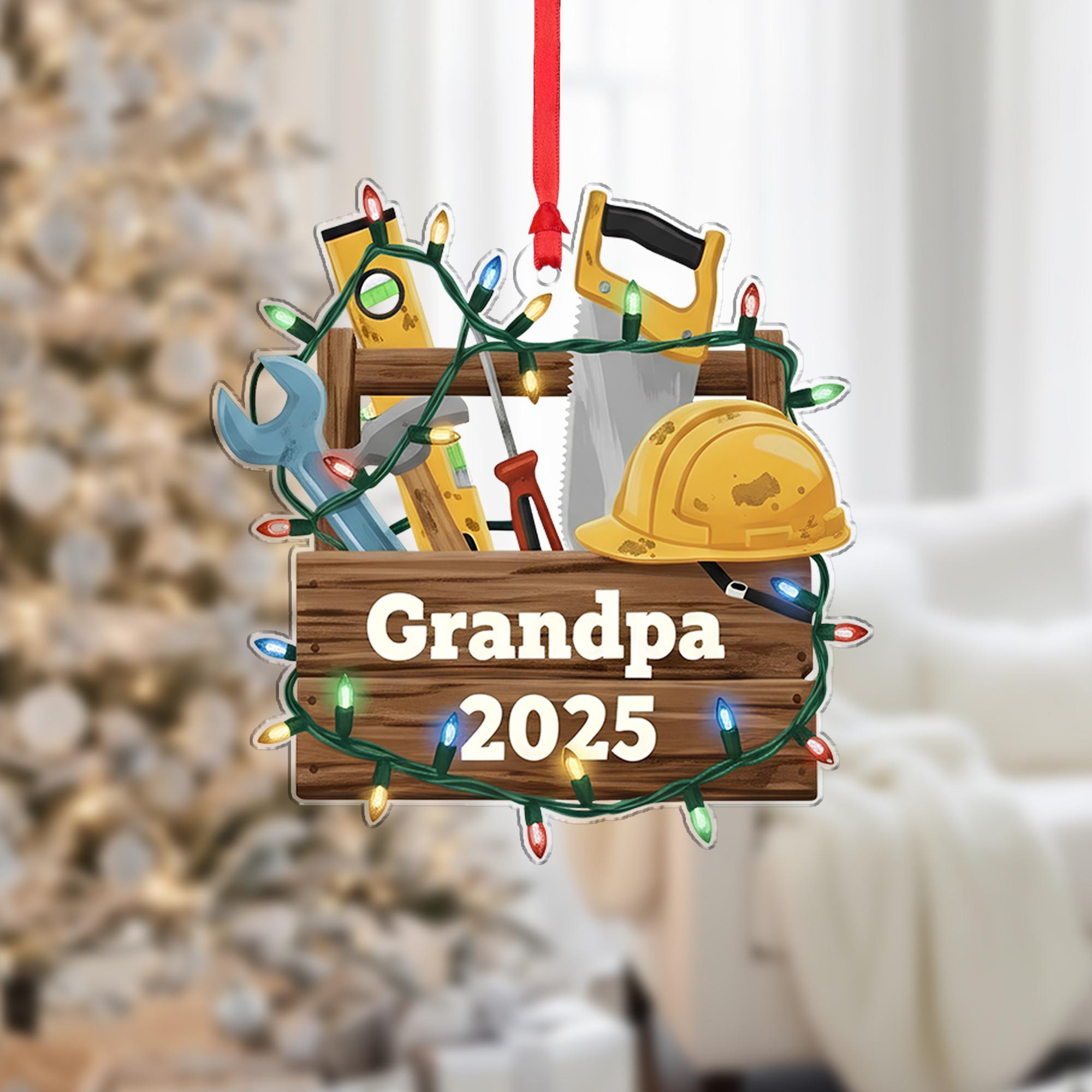 Grandpa Toolbox Christmas Ornament - Personalized Gift for Handy Builder Decor image 1