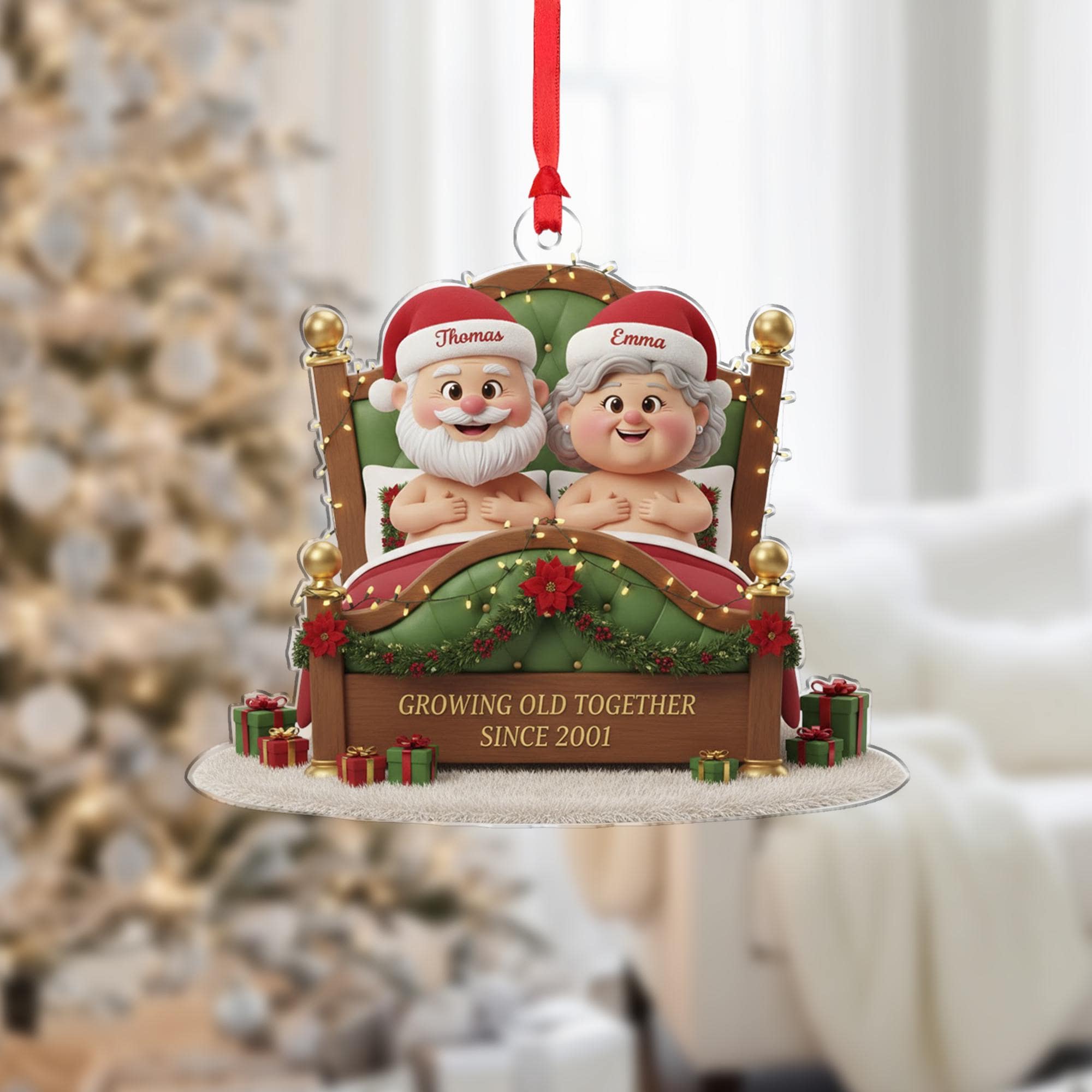 Personalized Couple Ornament - Funny Gift for Husband Wife Growing Old Together image 1