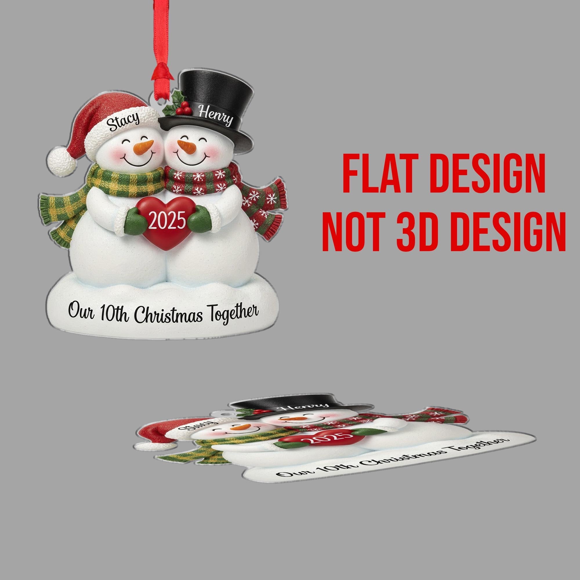 Couple Snowman 10th Anniversary Ornament - Personalized Christmas Gift for Couples image 2