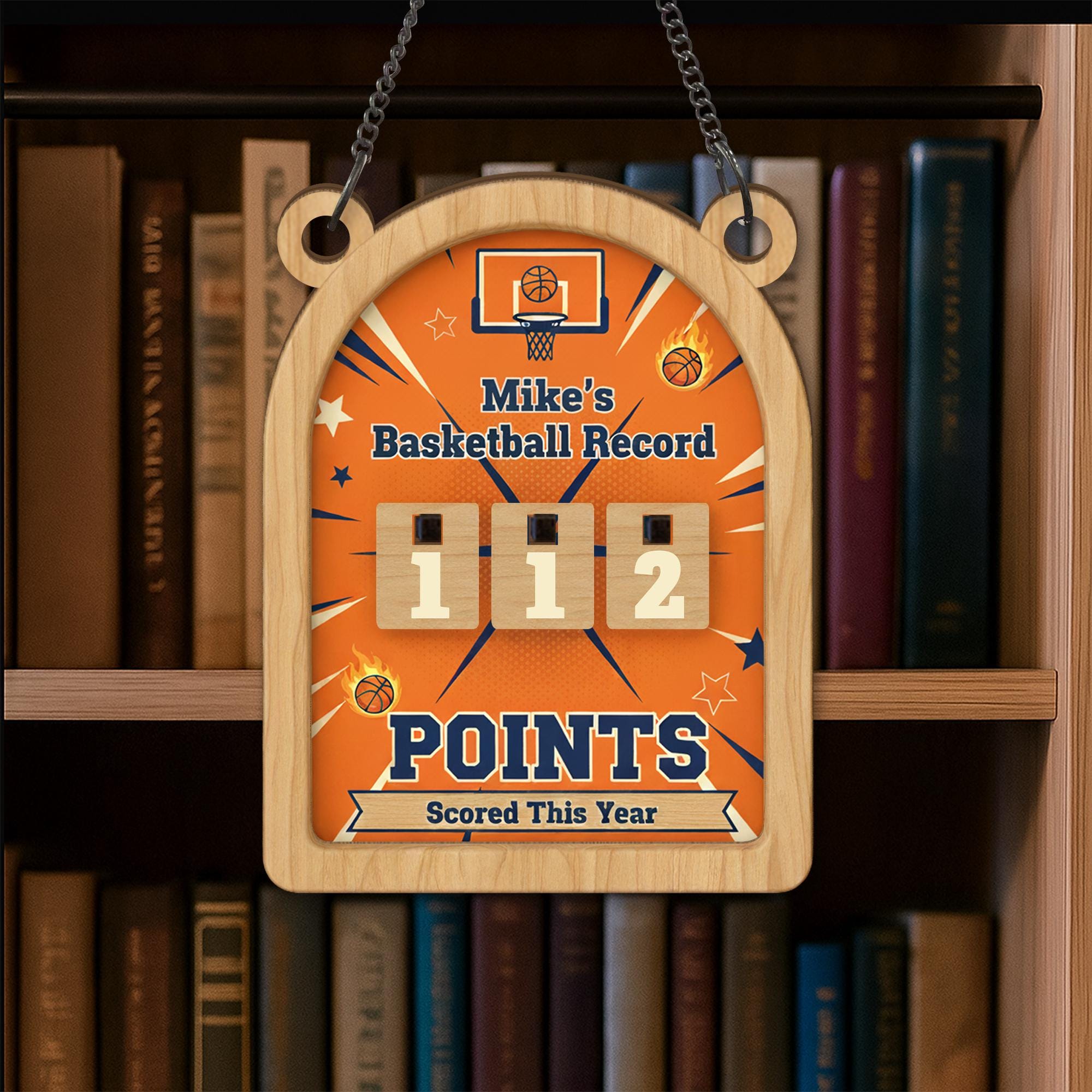 Personalized Basketball Record Sign, Player Points Tracker, Wooden Sports Display image 1