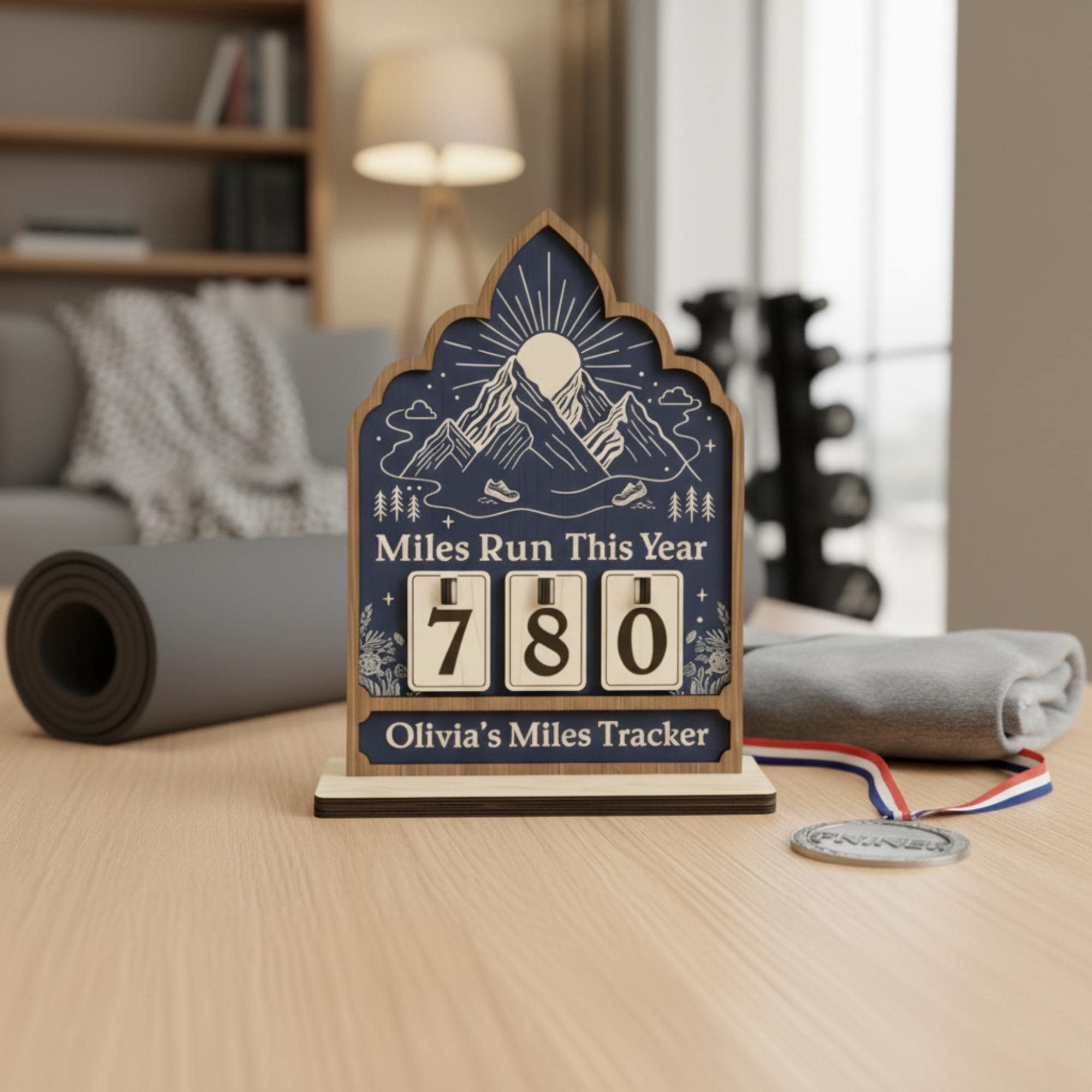 Custom Miles Run Tracker: Personalized Running Distance Counter Display image 1