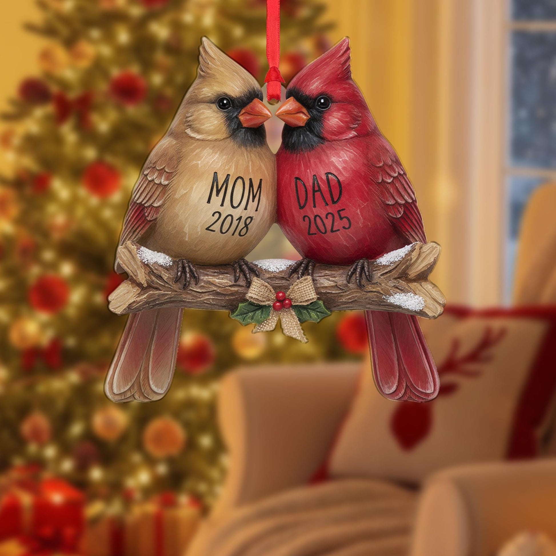 Personalized Cardinal Ornament – Memorial Christmas Keepsake image 2