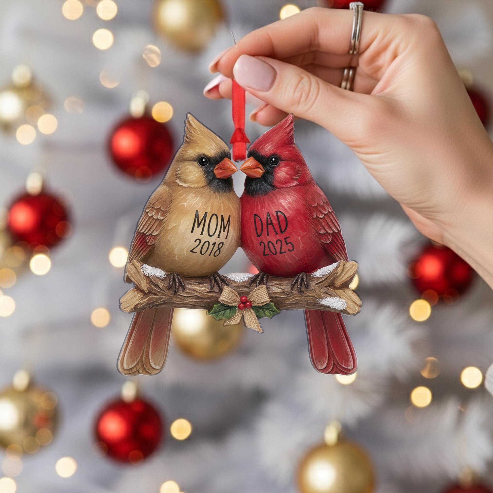 Personalized Cardinal Ornament – Memorial Christmas Keepsake image 6