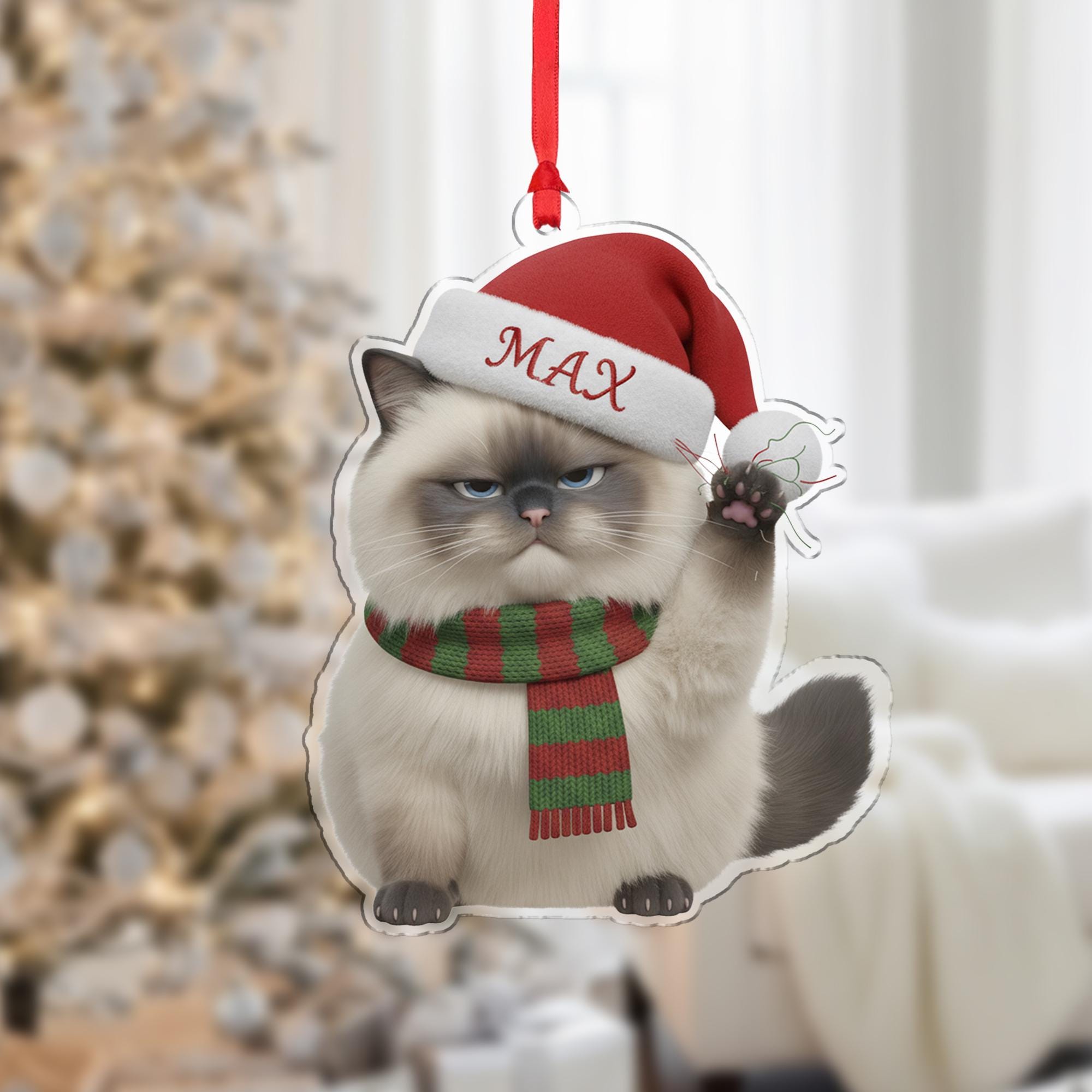 Personalized Ragdoll Cat Ornament: Grumpy Cat Lover Gift image 1