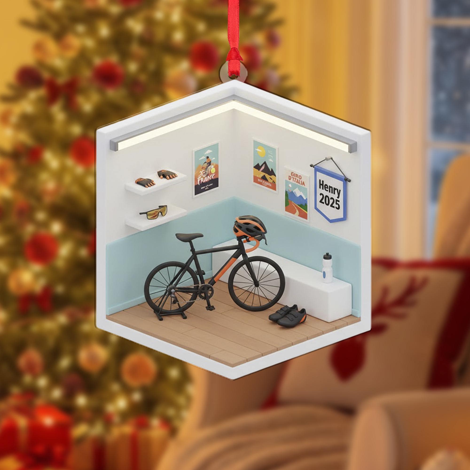 Personalized Cycling Ornament: Custom Name Gift for Cyclist, Bike Gear Room 2025 image 2