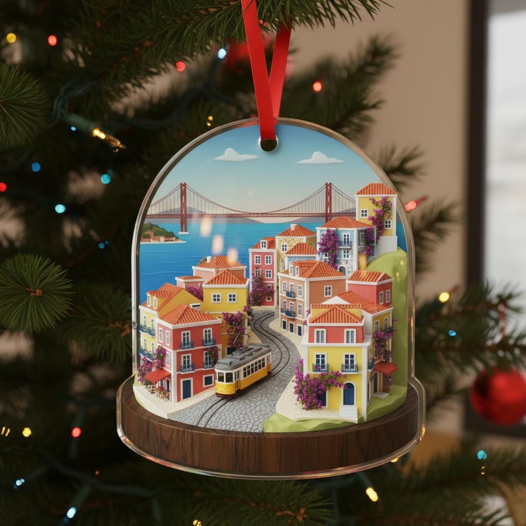 Portugal Travel Ornament 2025: Personalized Beach Adventure Keepsake with Name image 1