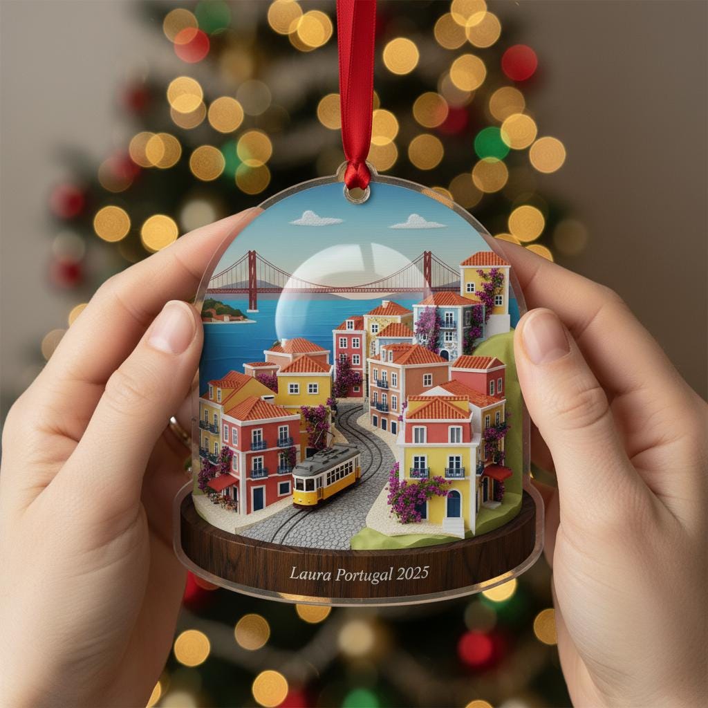 Portugal Travel Ornament 2025: Personalized Beach Adventure Keepsake with Name image 3