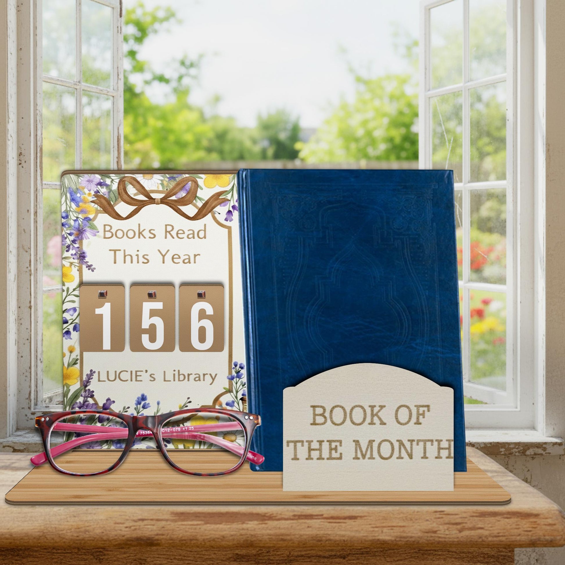 Custom Cat Book Stand with Reading Counter - Floral Library Decor for Book Lovers image 6