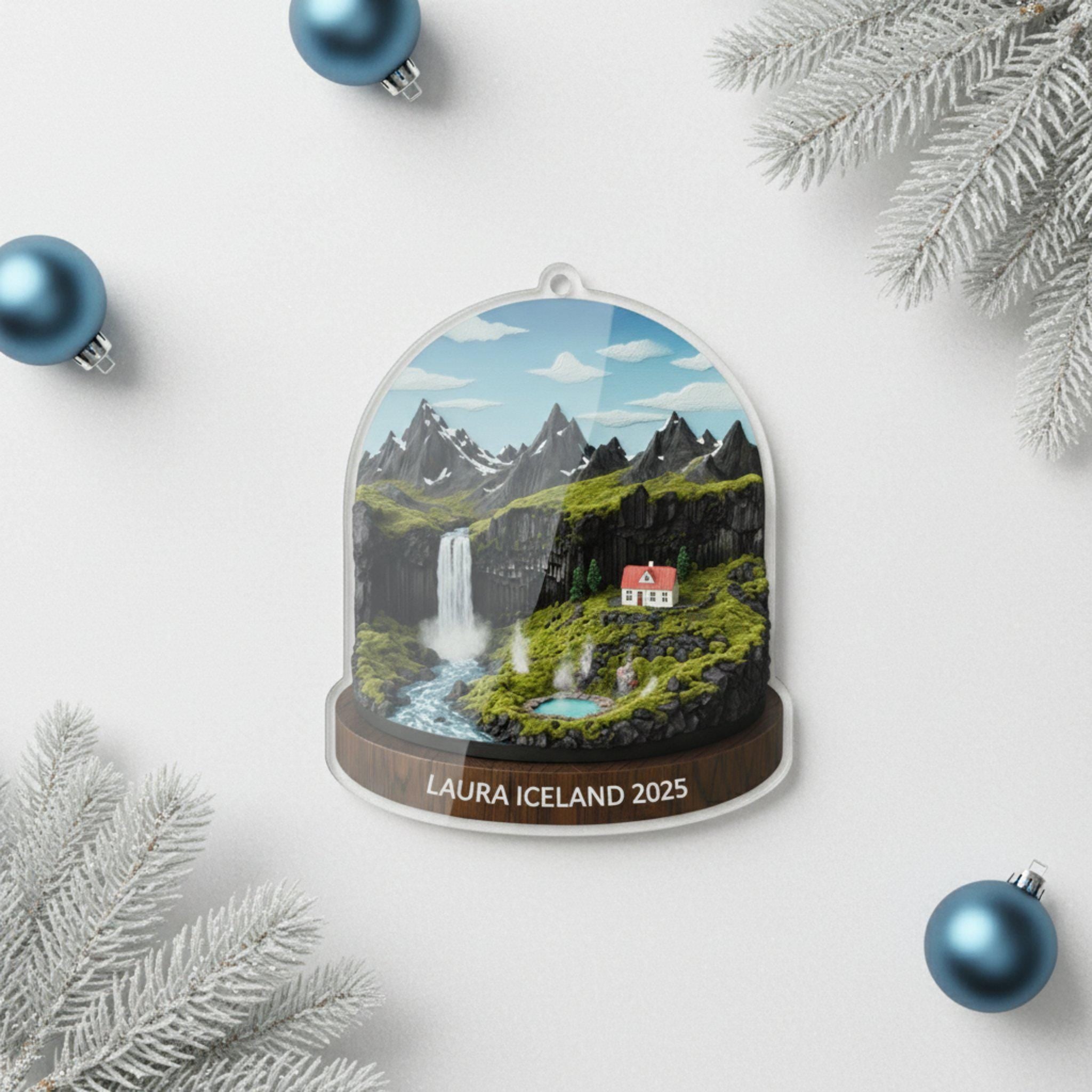 Iceland Travel Ornament 2025: Personalized Adventure Keepsake with Name & Destination City image 4
