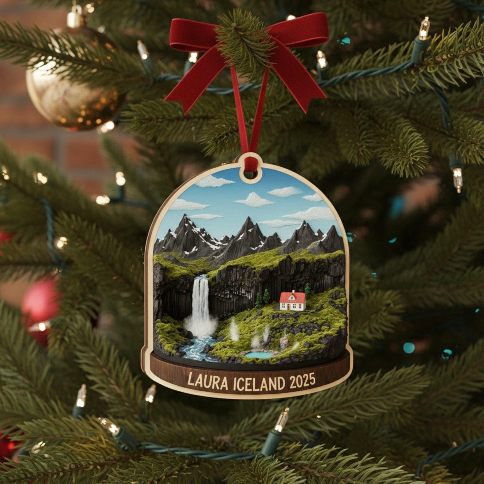 Iceland Travel Ornament 2025: Personalized Adventure Keepsake with Name & Destination City image 5