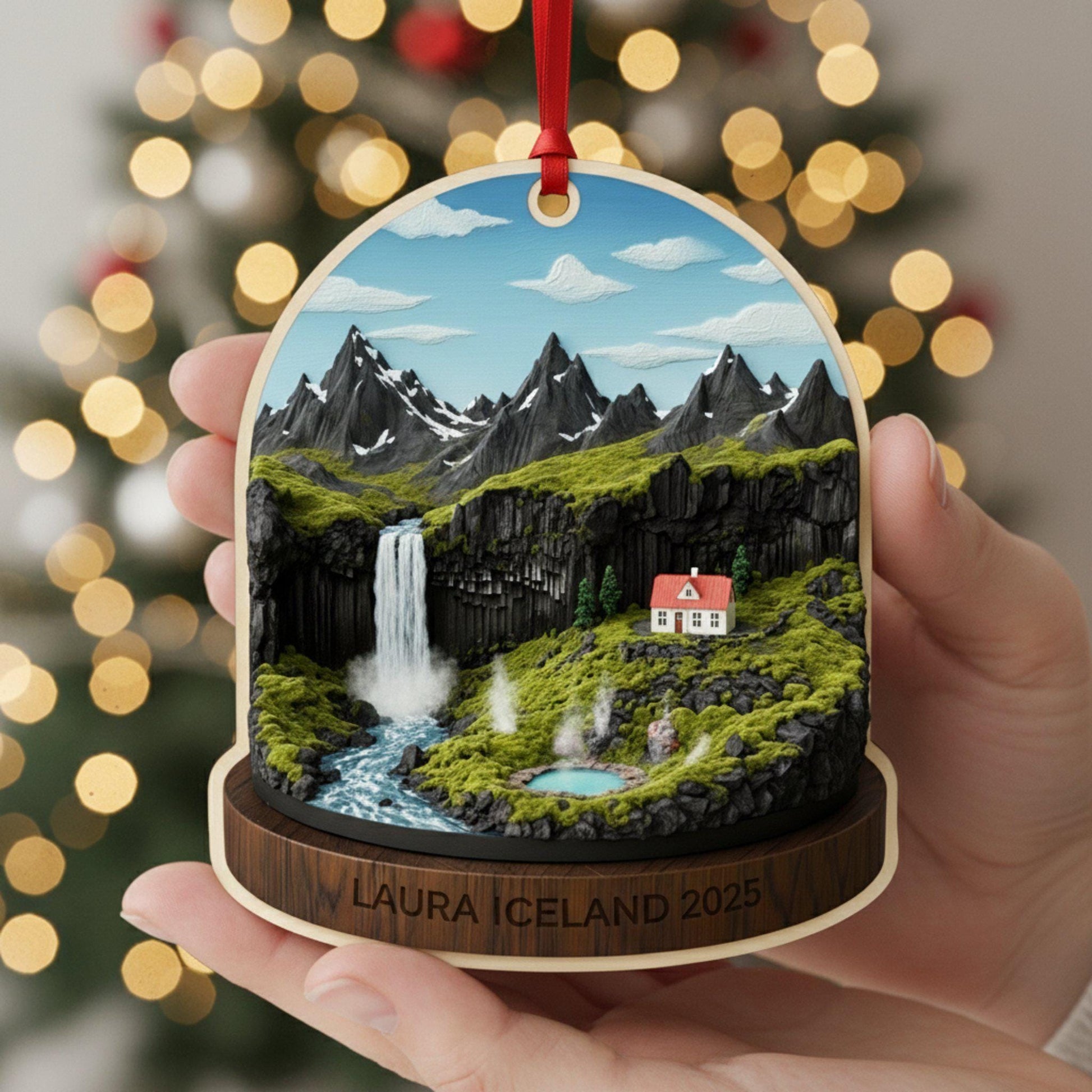 Iceland Travel Ornament 2025: Personalized Adventure Keepsake with Name & Destination City image 3