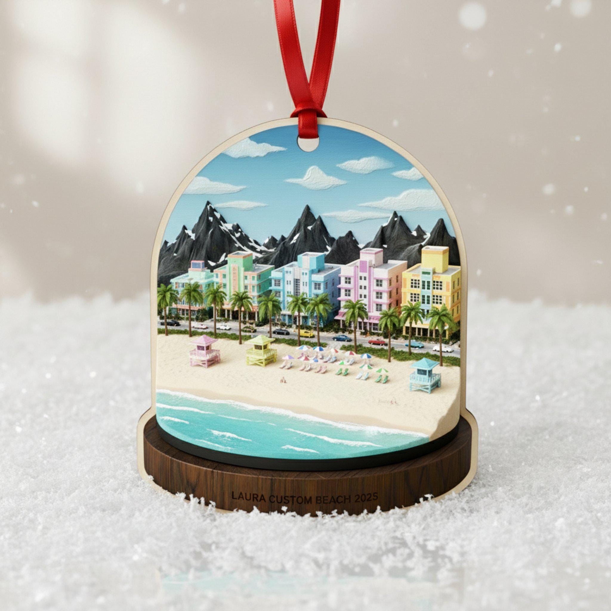 Beach Travel Ornament 2025: Personalized Adventure Trip Keepsake with Name & Destination City image 6