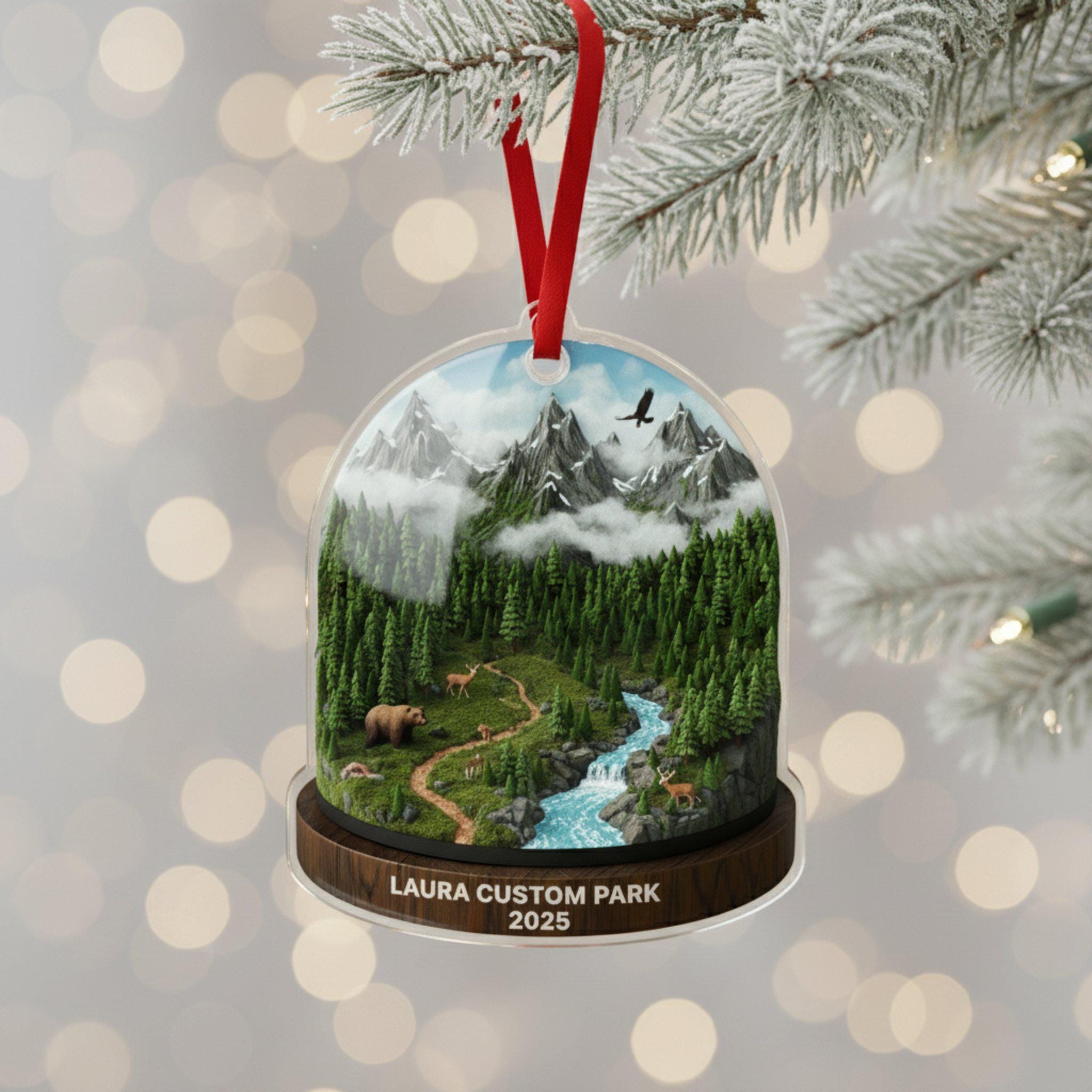 National Park Travel Ornament 2025: Personalized Adventure Hikes Keepsake with Name & Destination image 1