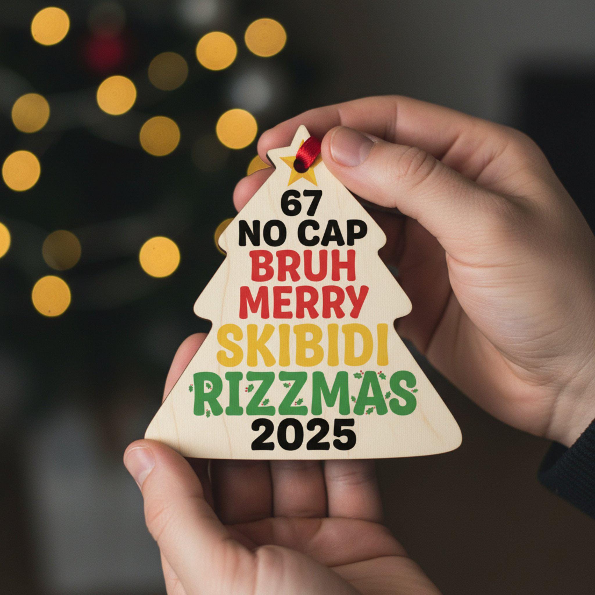 Gen Z Teen Slang Christmas Ornament – Skibidi Ohio Rizz Sigma Meme Keepsake 2025 image 1