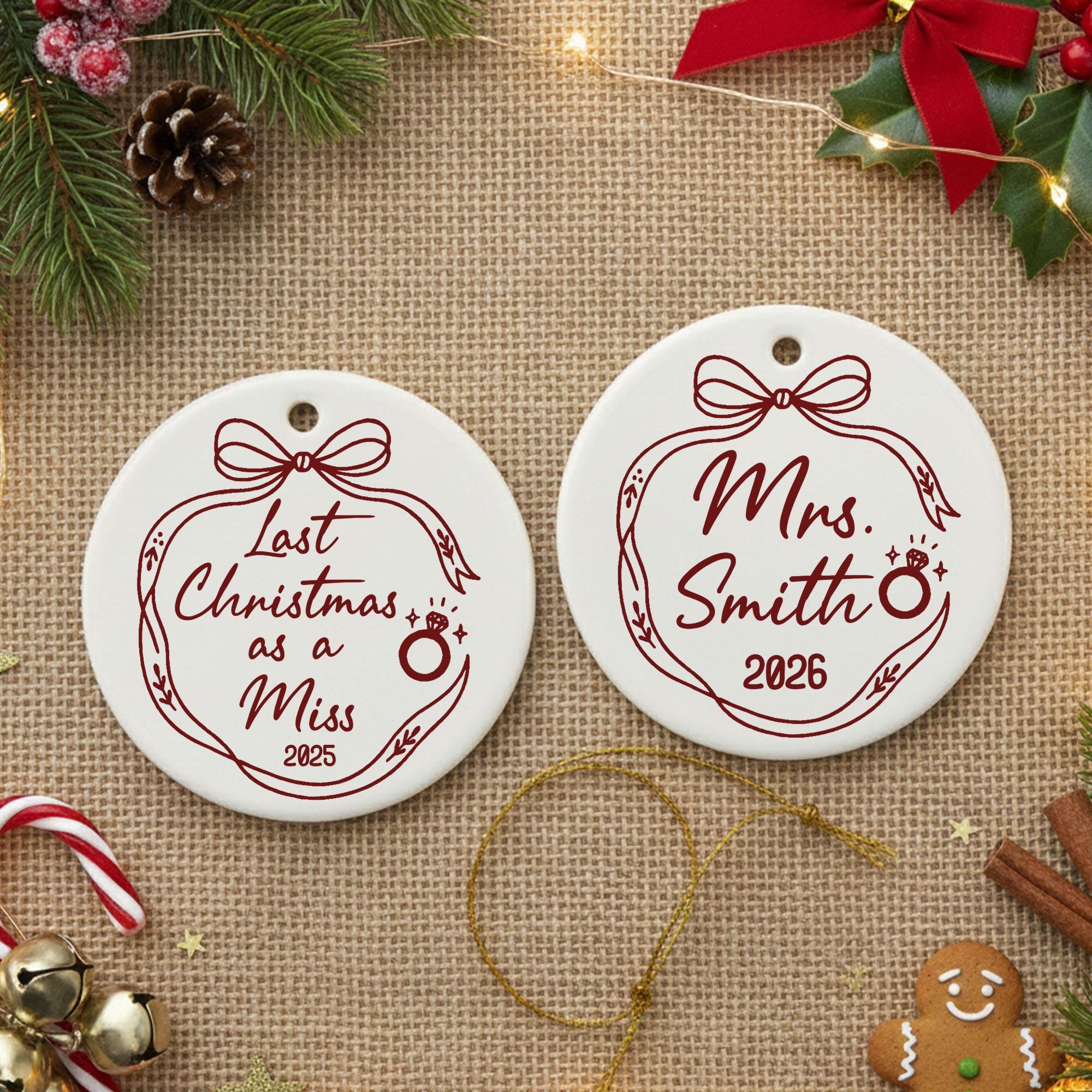 Last Christmas as a Miss Ceramic Ornament: Engagement Keepsake for Bride-to-Be 2026 image 2